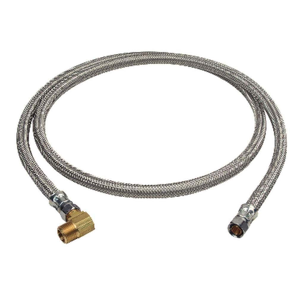 Brass Craft S1-60DW6 F S1 Flexible Braided Dishwasher Water Connector With Elbow, 3/8 inch Compression Inlet x 3/8 inch Compression Outlet, 60 inch L