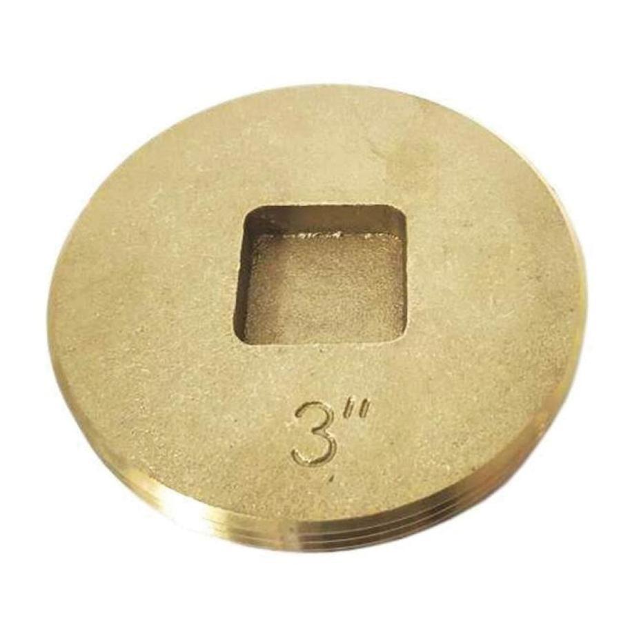 BRAXTON HARRIS CPSCC3 Countersunk Square Head Cleanout Plug, 3 in, IPS, Brass
