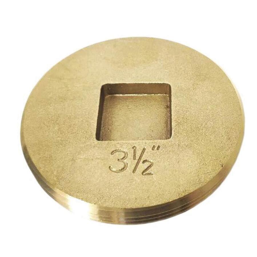 BRAXTON HARRIS CPSCC312 Countersunk Square Head Cleanout Plug, 3-1/2 in, IPS, Brass