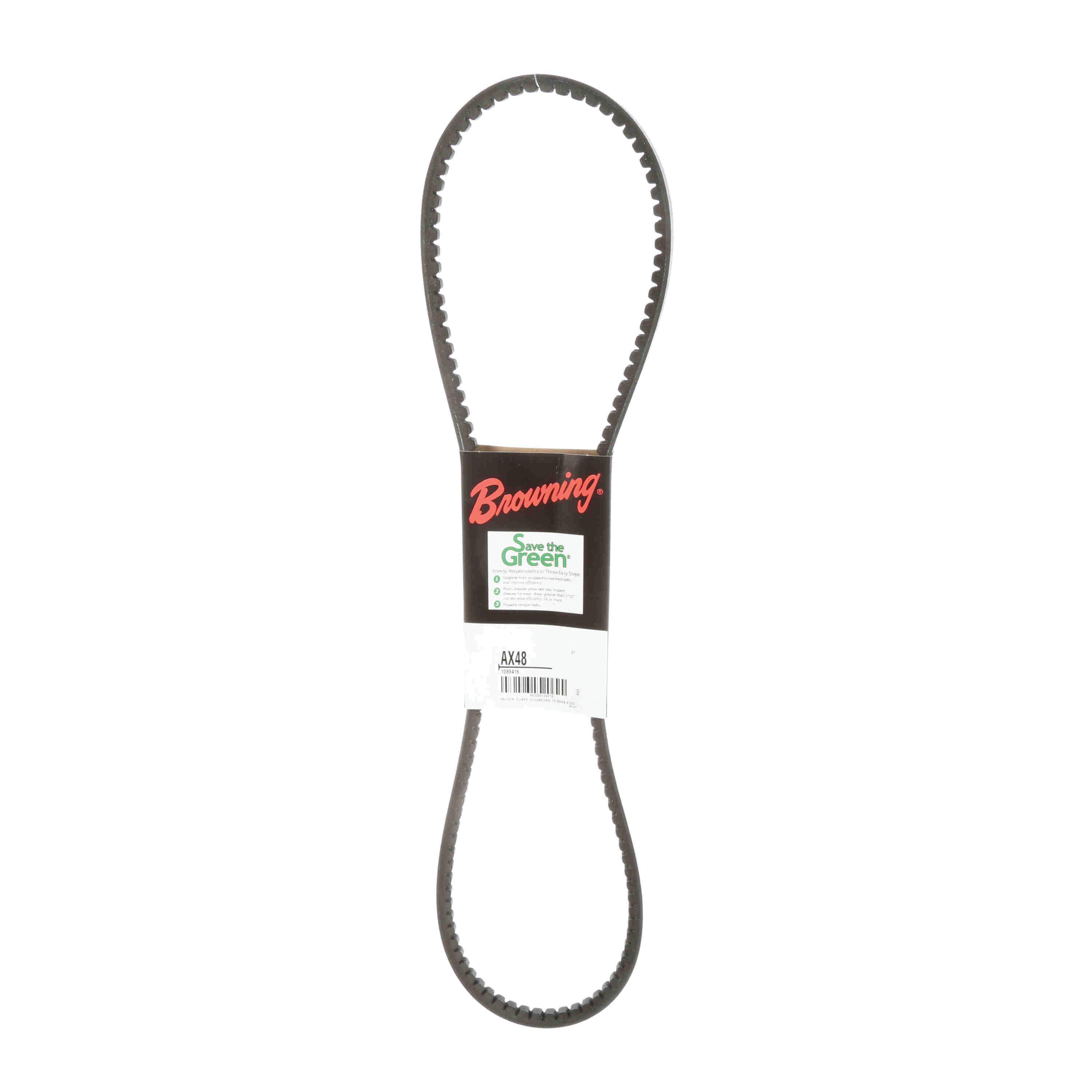 Browning&reg; Gripnotch&reg; TorqTitan Series 1089416 Notched V-Belt, AX Section, 50.2 in L Outside, 1/2 in W Top, EPDM