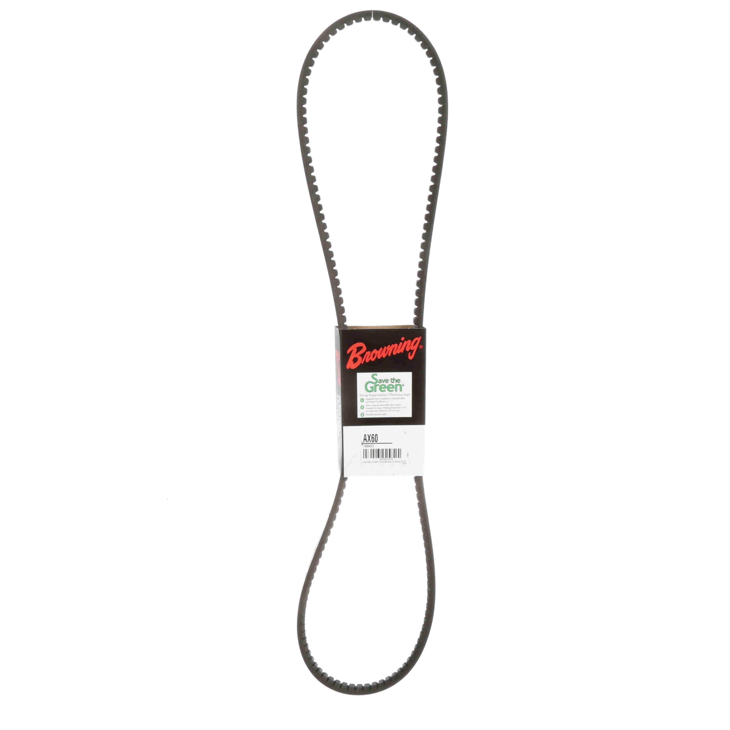 Browning&reg; Gripnotch&reg; TorqTitan Series 1089473 Notched V-Belt, AX Section, 62.2 in L Outside, 1/2 in W Top, EPDM