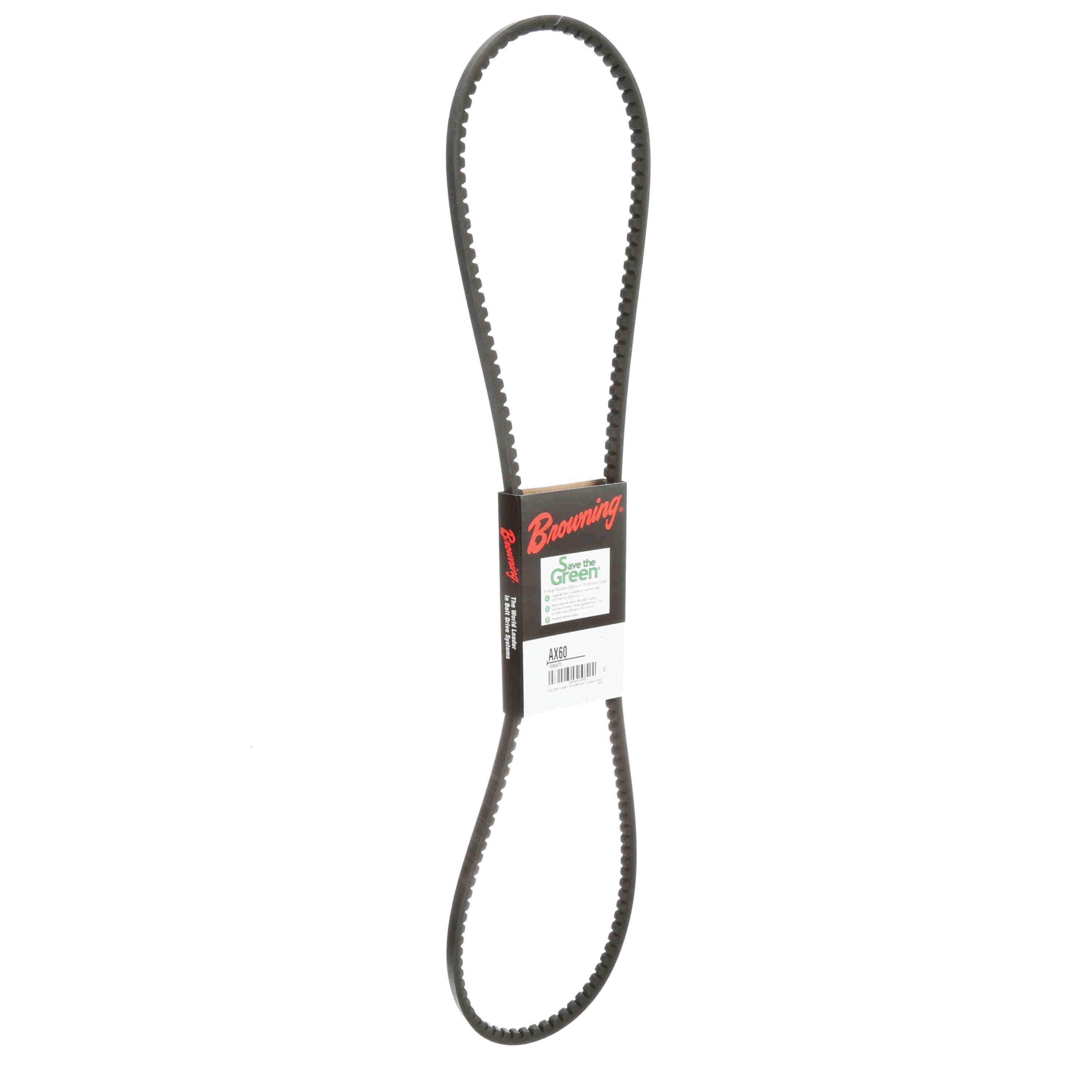 Browning&reg; Gripnotch&reg; TorqTitan Series 1089473 Notched V-Belt, AX Section, 62.2 in L Outside, 1/2 in W Top, EPDM