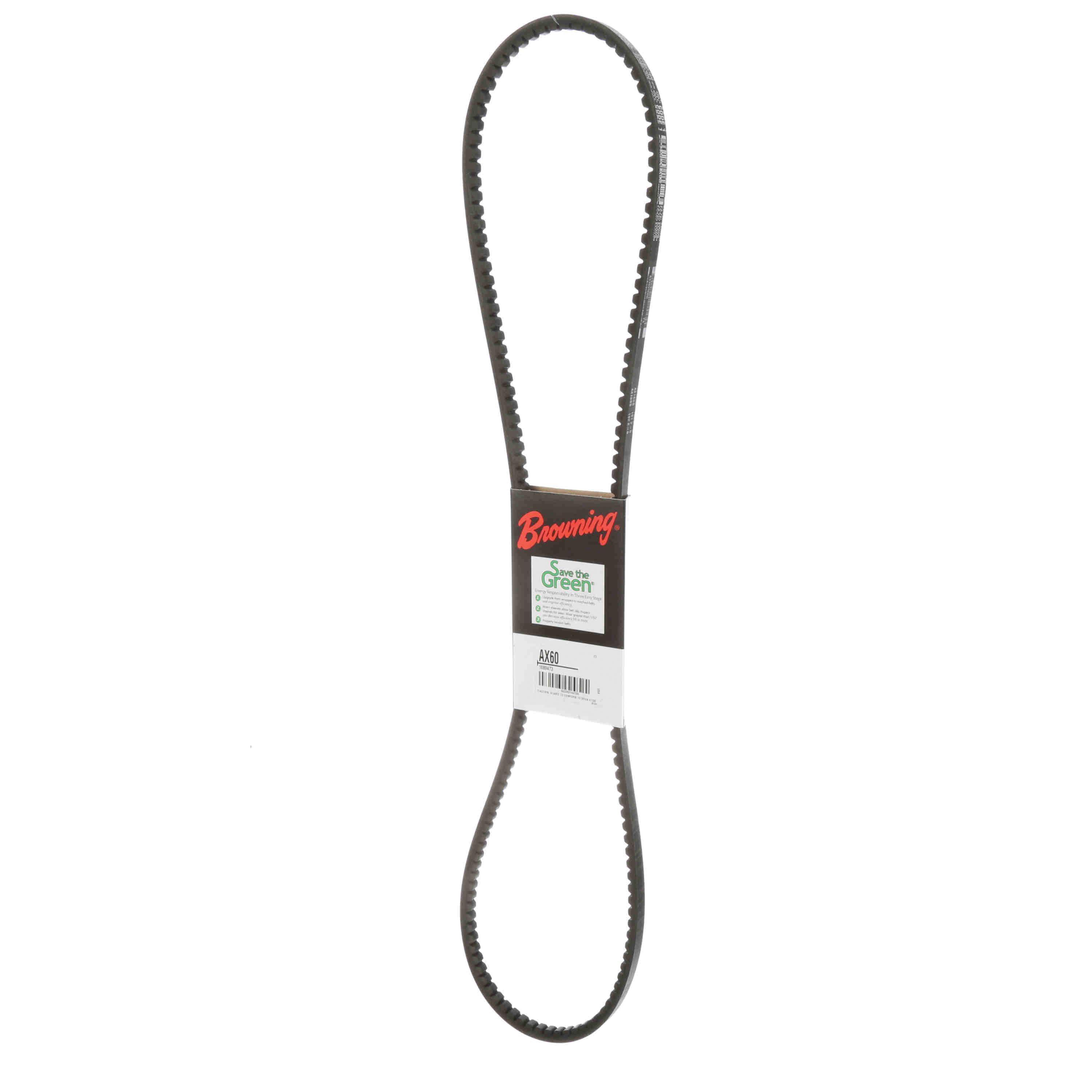 Browning&reg; Gripnotch&reg; TorqTitan Series 1089473 Notched V-Belt, AX Section, 62.2 in L Outside, 1/2 in W Top, EPDM