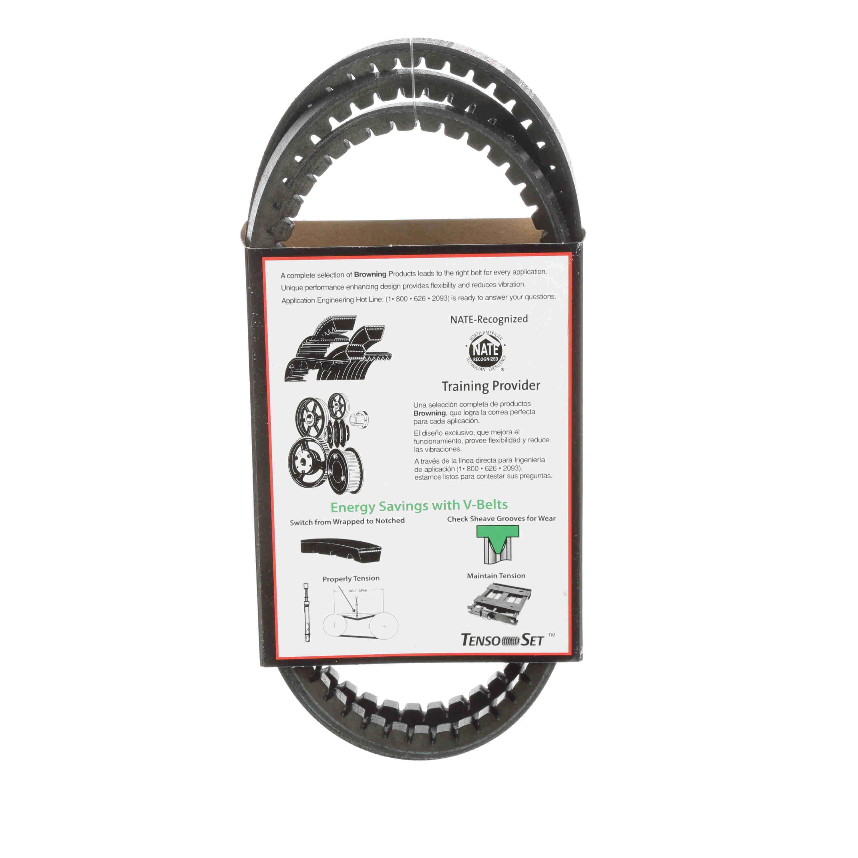 Browning® Gripnotch® TorqTitan Series 1089523 Notched V-Belt, AX Section, 72.2 in L Outside, 1/2 in W Top, EPDM