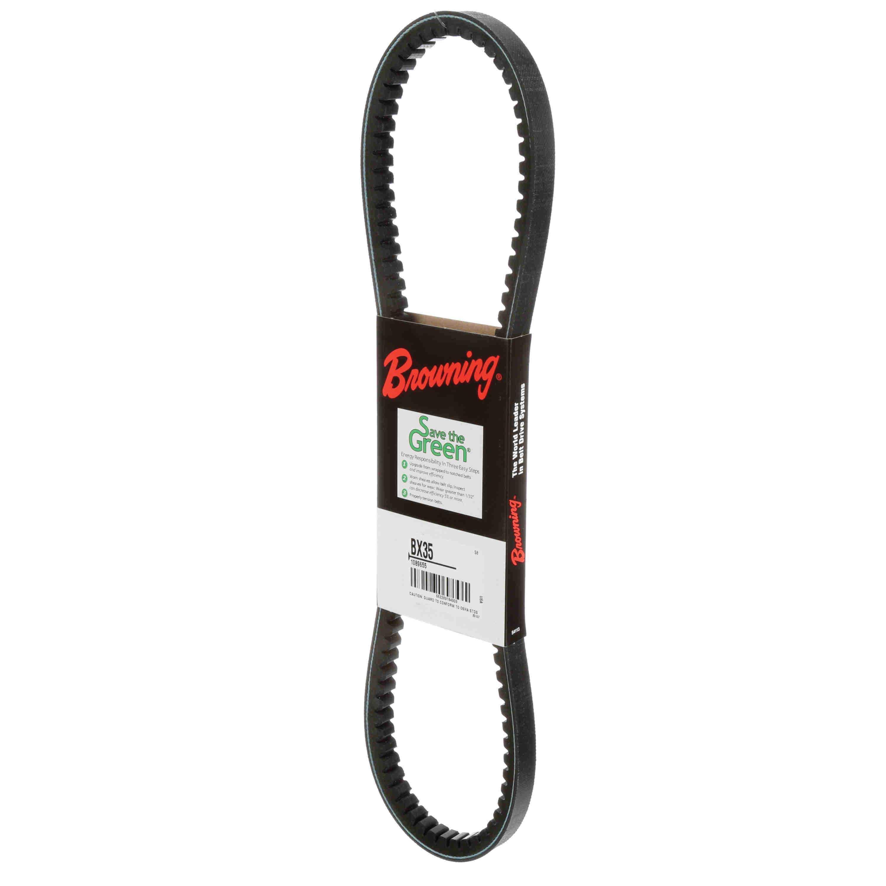 Browning® Gripnotch® TorqTitan Series 1089655 Notched V-Belt, BX Section, 38 in L Outside, 21/32 in W Top, EPDM
