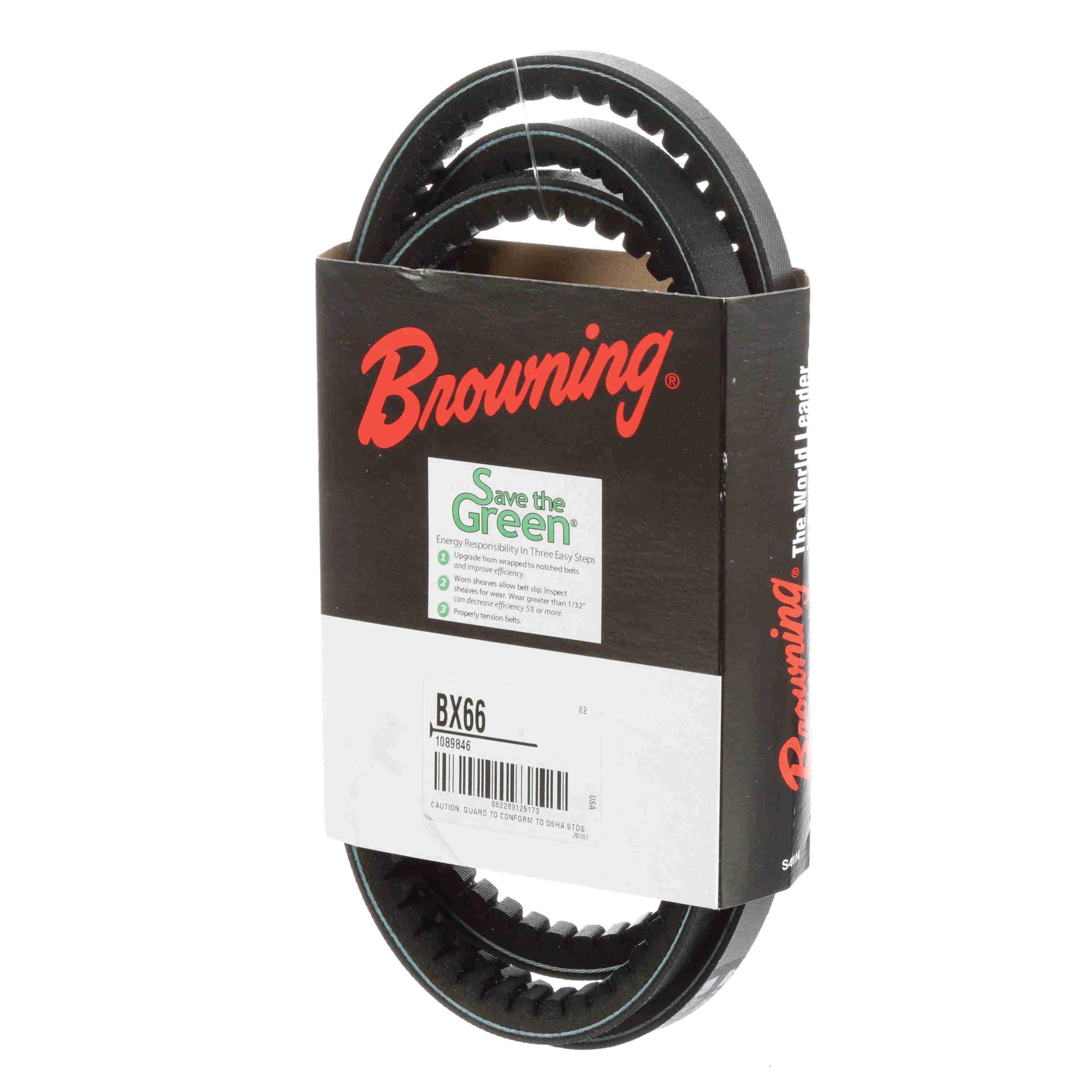 Browning® Gripnotch® TorqTitan Series 1089846 Notched V-Belt, BX Section, 69 in L Outside, 21/32 in W Top, EPDM