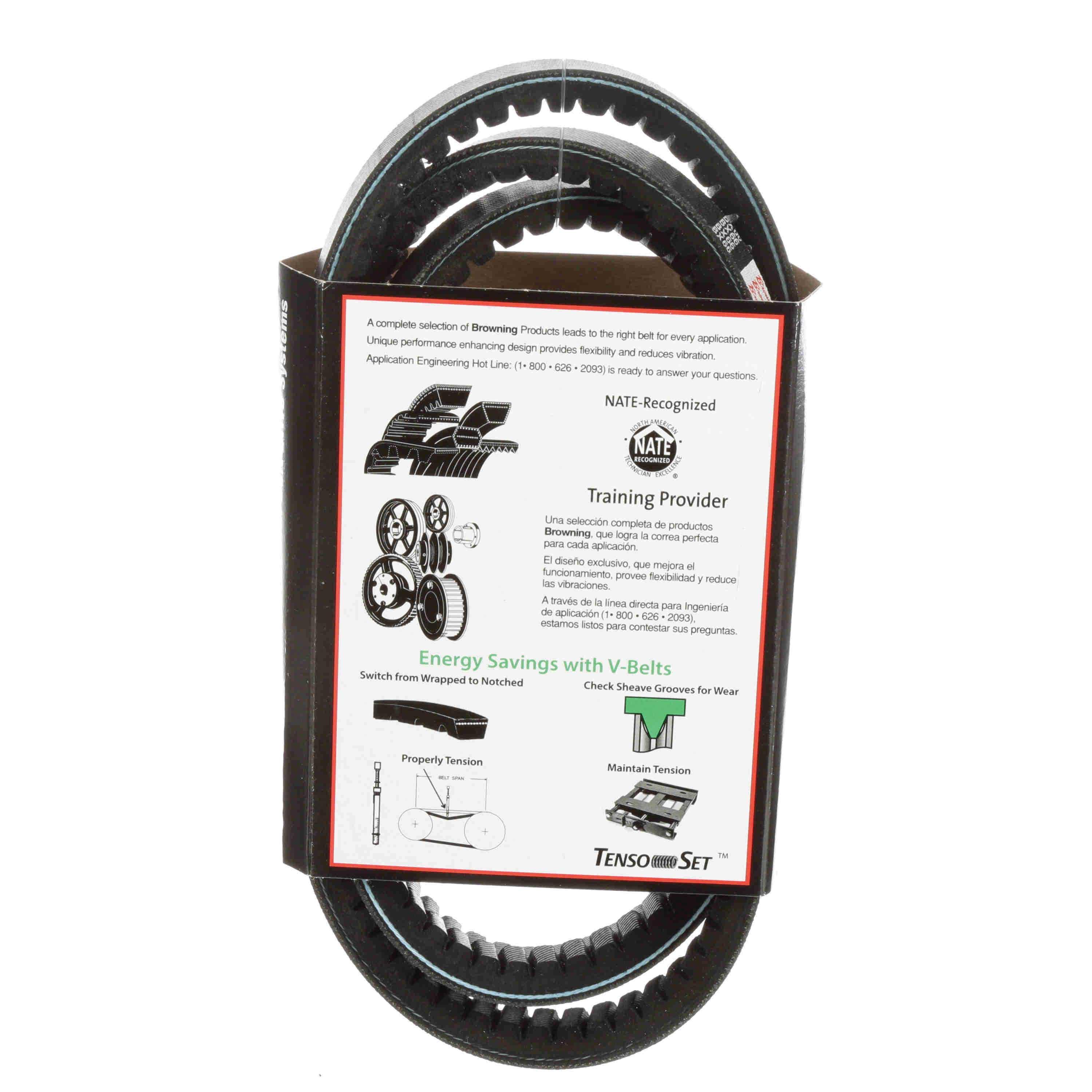 Browning® Gripnotch® TorqTitan Series 1089846 Notched V-Belt, BX Section, 69 in L Outside, 21/32 in W Top, EPDM