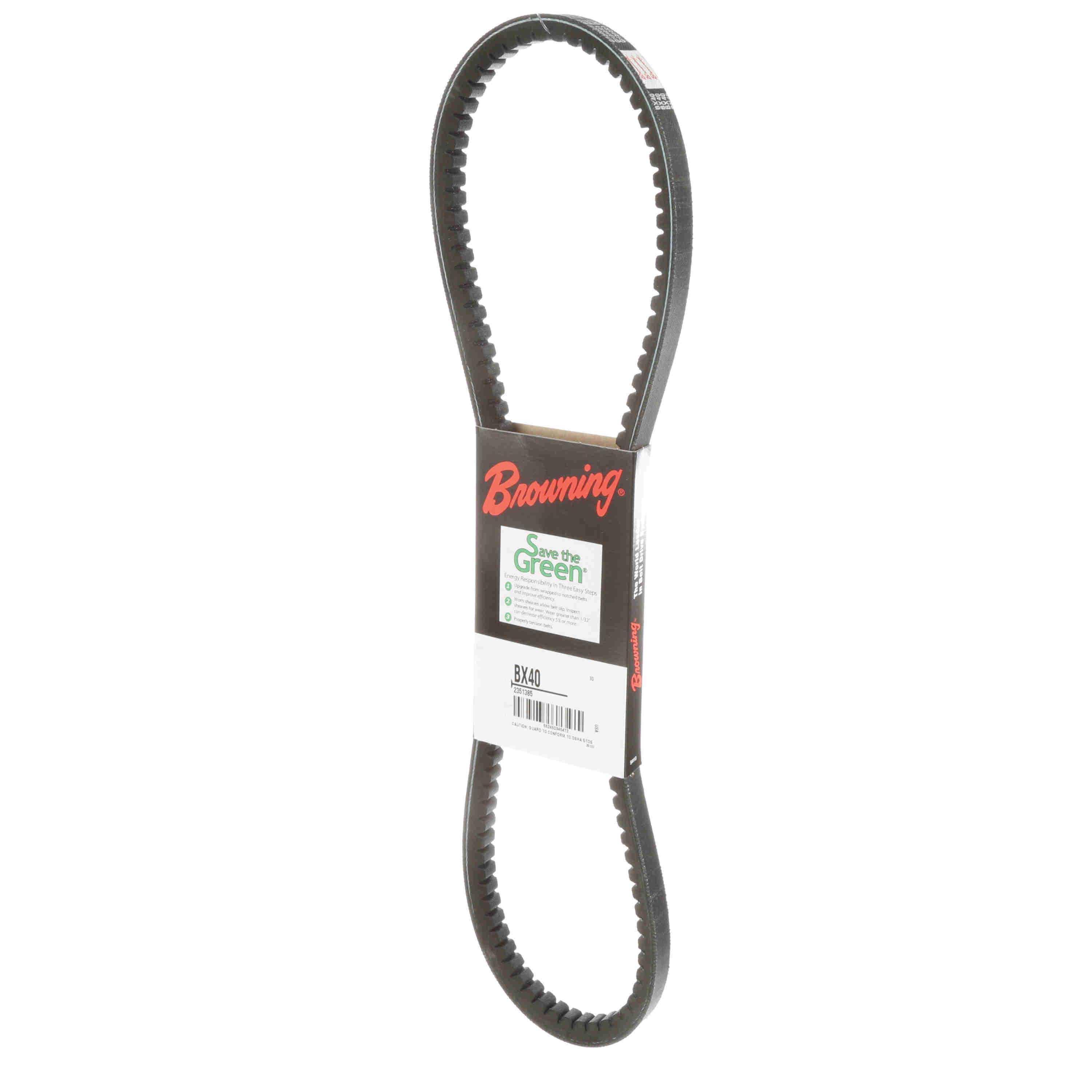 Browning® Gripnotch® TorqTitan Series 2351385 Notched V-Belt, BX Section, 43 in L Outside, 21/32 in W Top, EPDM
