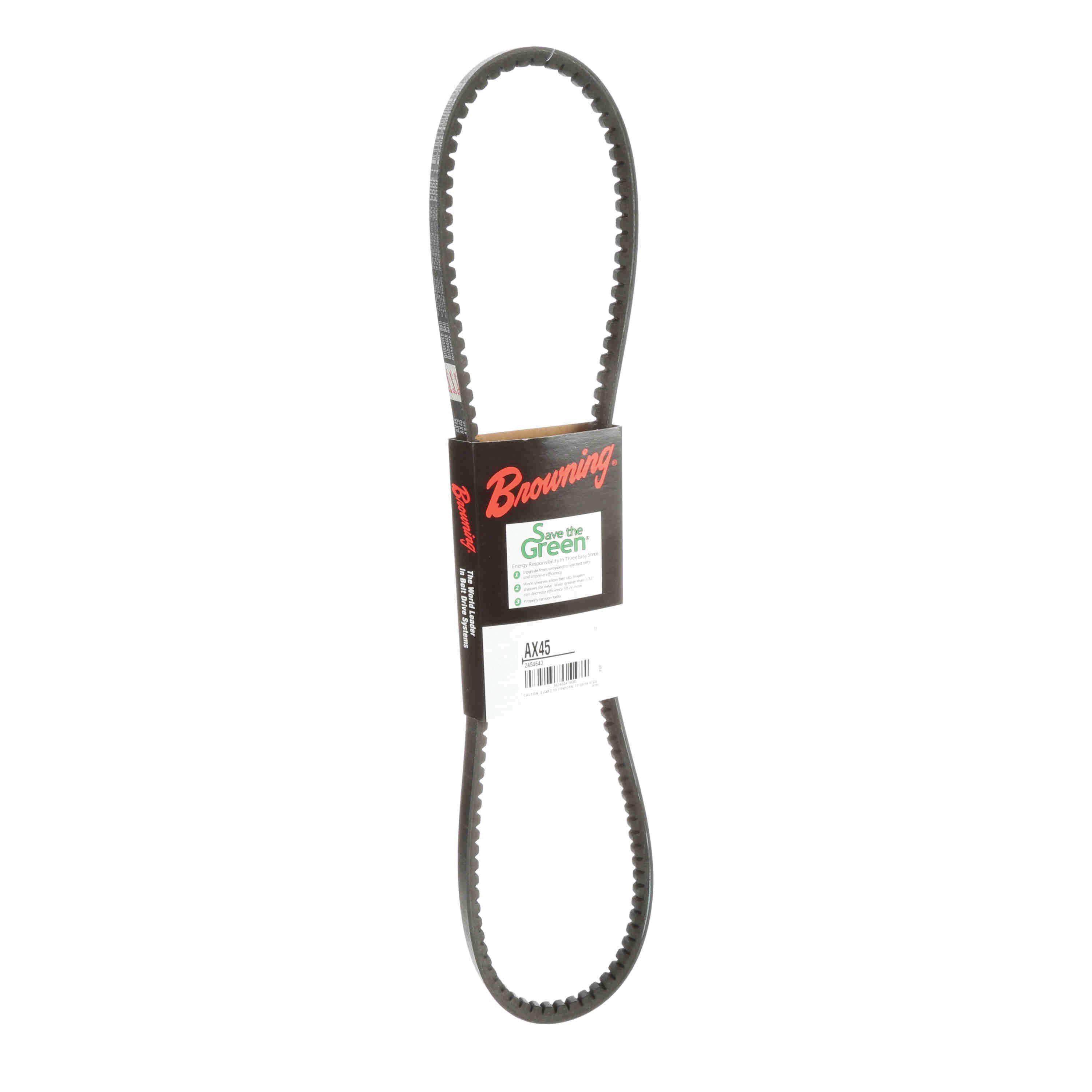 Browning® Gripnotch® TorqTitan Series 2454643 Notched V-Belt, AX Section, 47.2 in L Outside, 1/2 in W Top, EPDM
