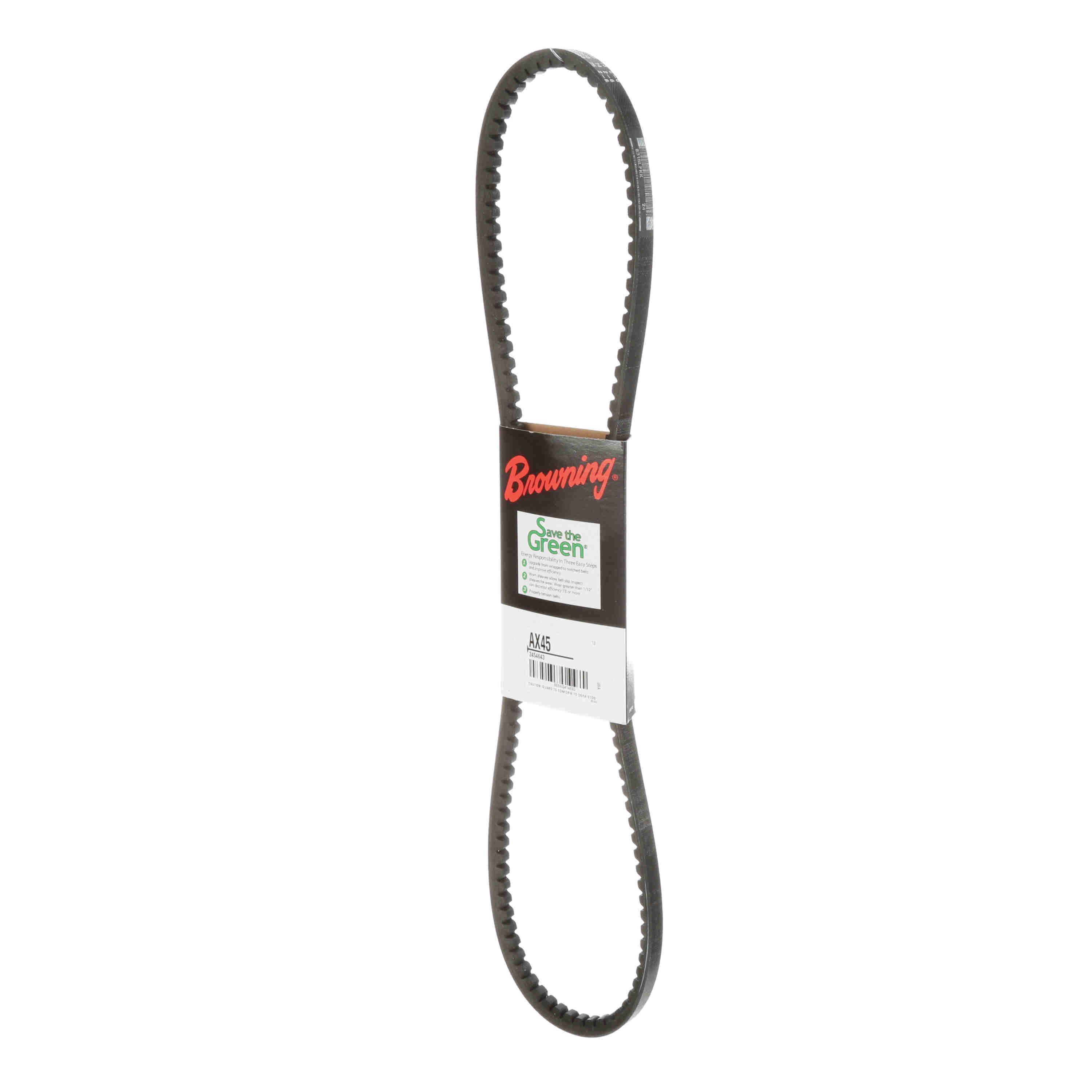 Browning® Gripnotch® TorqTitan Series 2454643 Notched V-Belt, AX Section, 47.2 in L Outside, 1/2 in W Top, EPDM