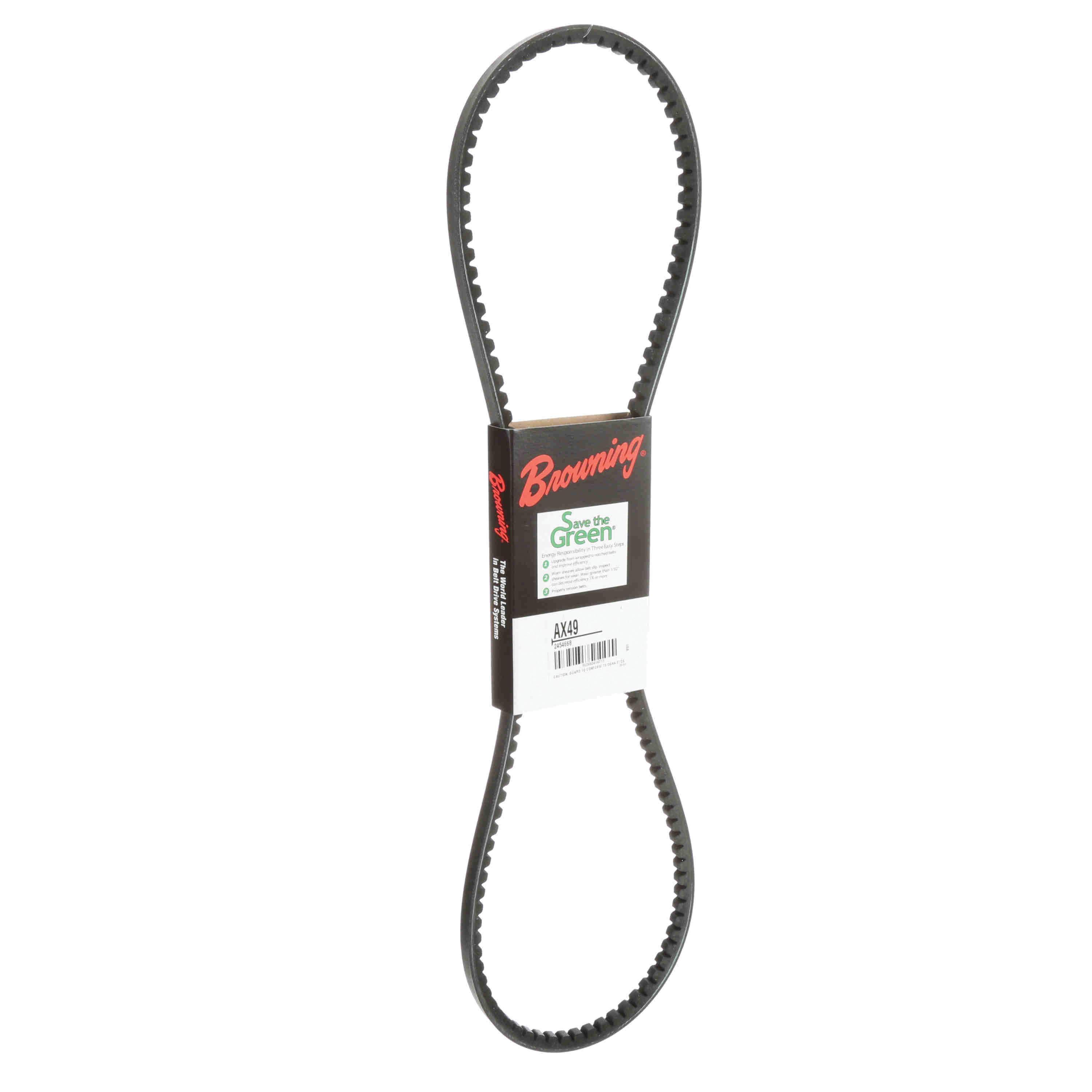 Browning&reg; Gripnotch&reg; TorqTitan Series 2454668 Notched V-Belt, AX Section, 51.2 in L Outside, 1/2 in W Top, EPDM