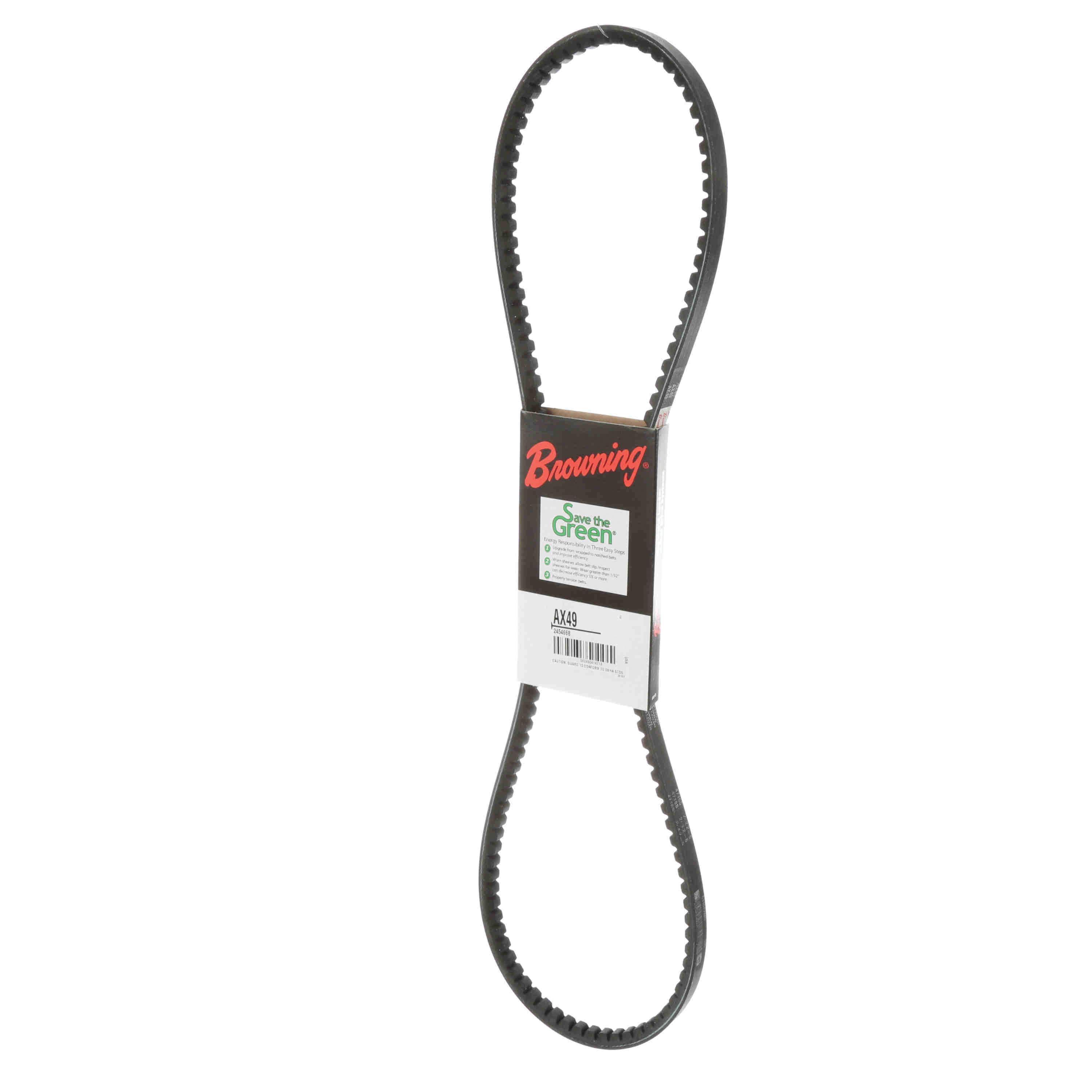 Browning&reg; Gripnotch&reg; TorqTitan Series 2454668 Notched V-Belt, AX Section, 51.2 in L Outside, 1/2 in W Top, EPDM