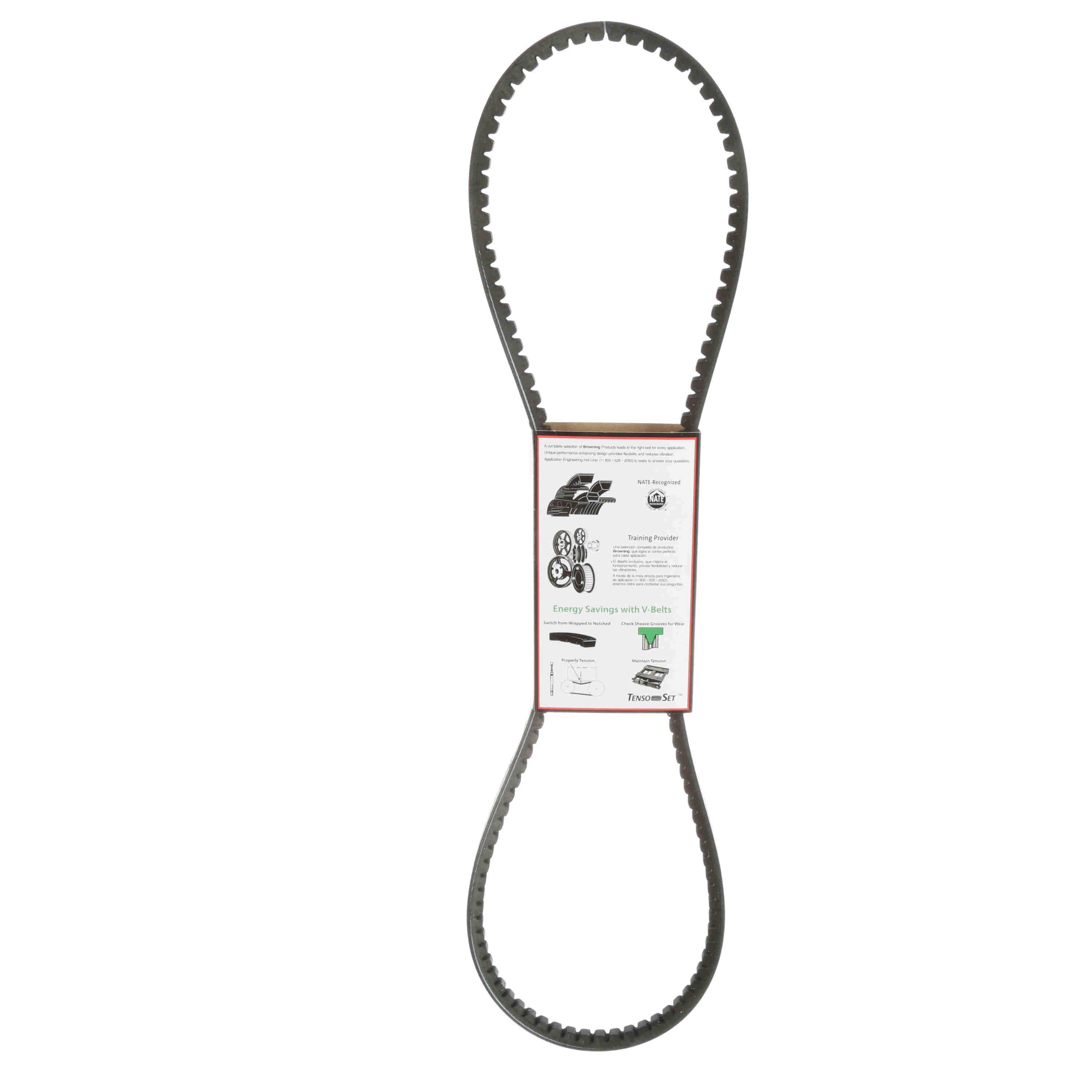 Browning&reg; Gripnotch&reg; TorqTitan Series 2454668 Notched V-Belt, AX Section, 51.2 in L Outside, 1/2 in W Top, EPDM