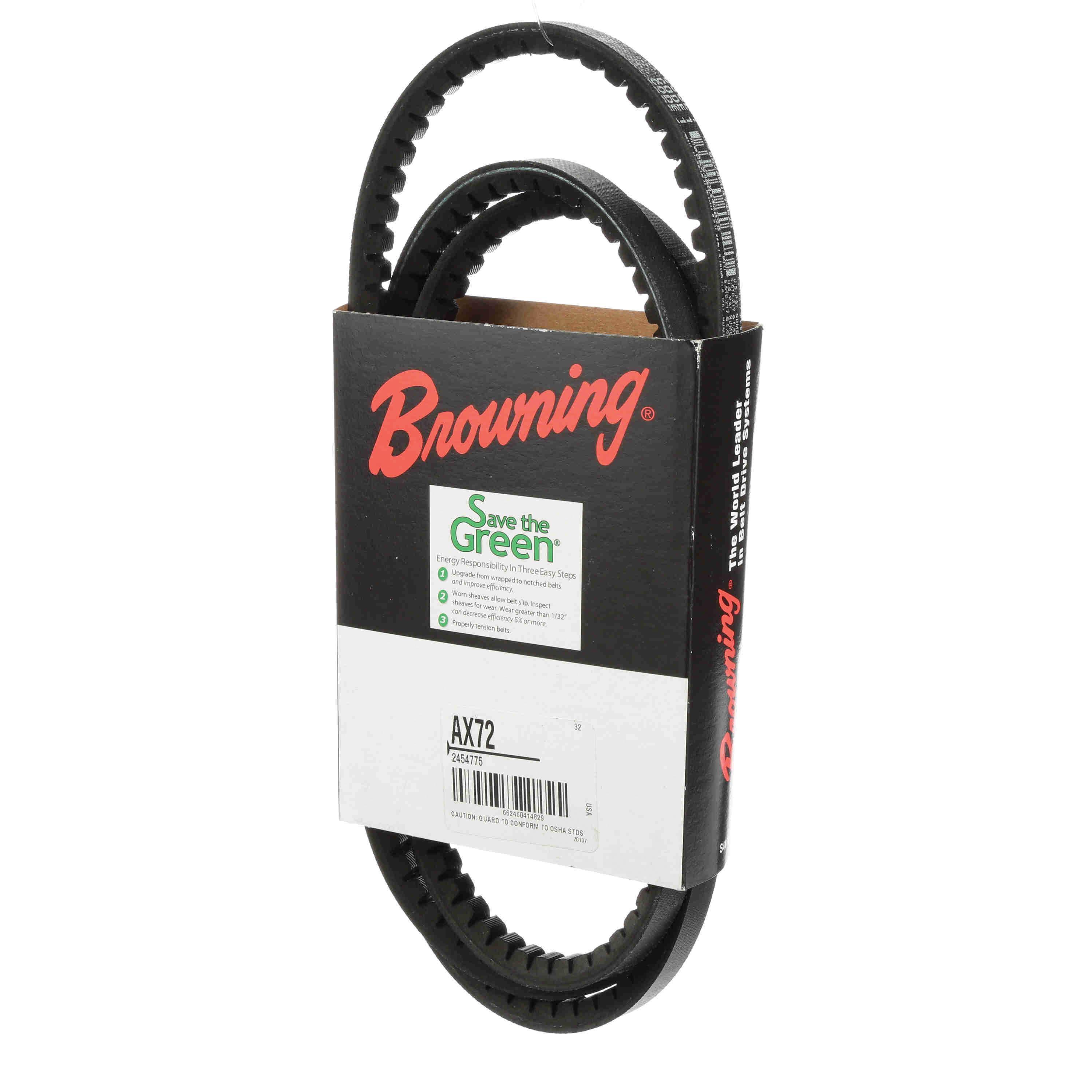 Browning® Gripnotch® TorqTitan Series 2454775 Notched V-Belt, AX Section, 74.2 in L Outside, 1/2 in W Top, EPDM
