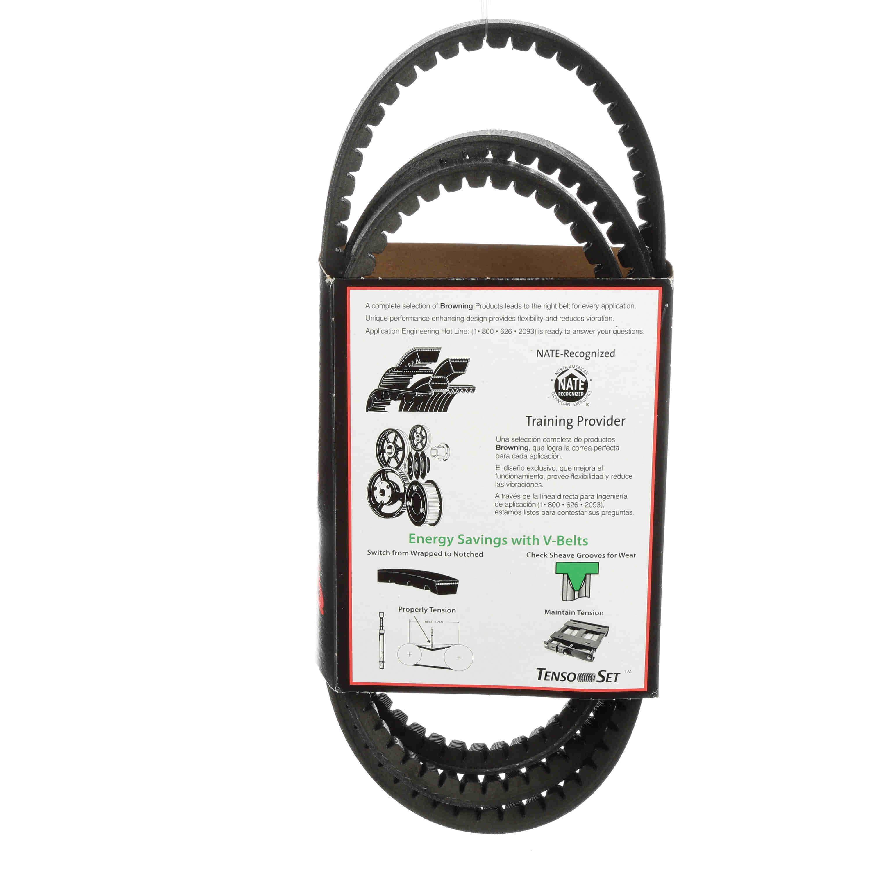 Browning® Gripnotch® TorqTitan Series 2454775 Notched V-Belt, AX Section, 74.2 in L Outside, 1/2 in W Top, EPDM