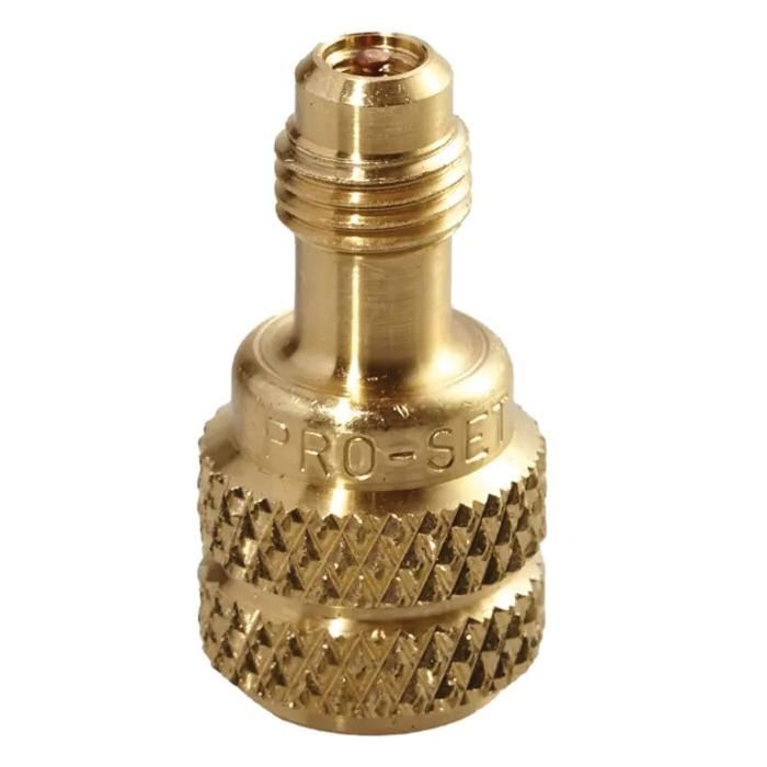 CPS® AD44LH Adapter With Valve Core, Female Threaded x Male, 1/4 in, Straight End, Brass