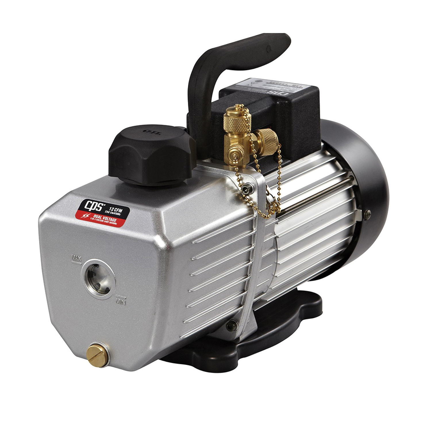 CPS® PRO-SET® VP12D Vacuum Pump, 110 to 120/220 V, 1 hp, 1/4 x 3/8 x 1/2 in Connection, 12 cfm, 10 um Max Vacuum