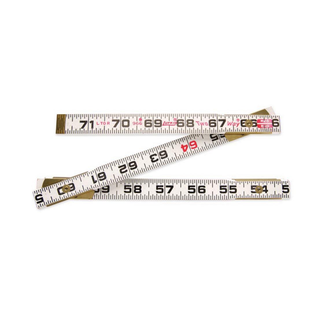 CRESCENT Lufkin® Red End® Series 966N Folding Rule, 6 ft L, 5/8 in W, 0.13 in Thick, Wood, White