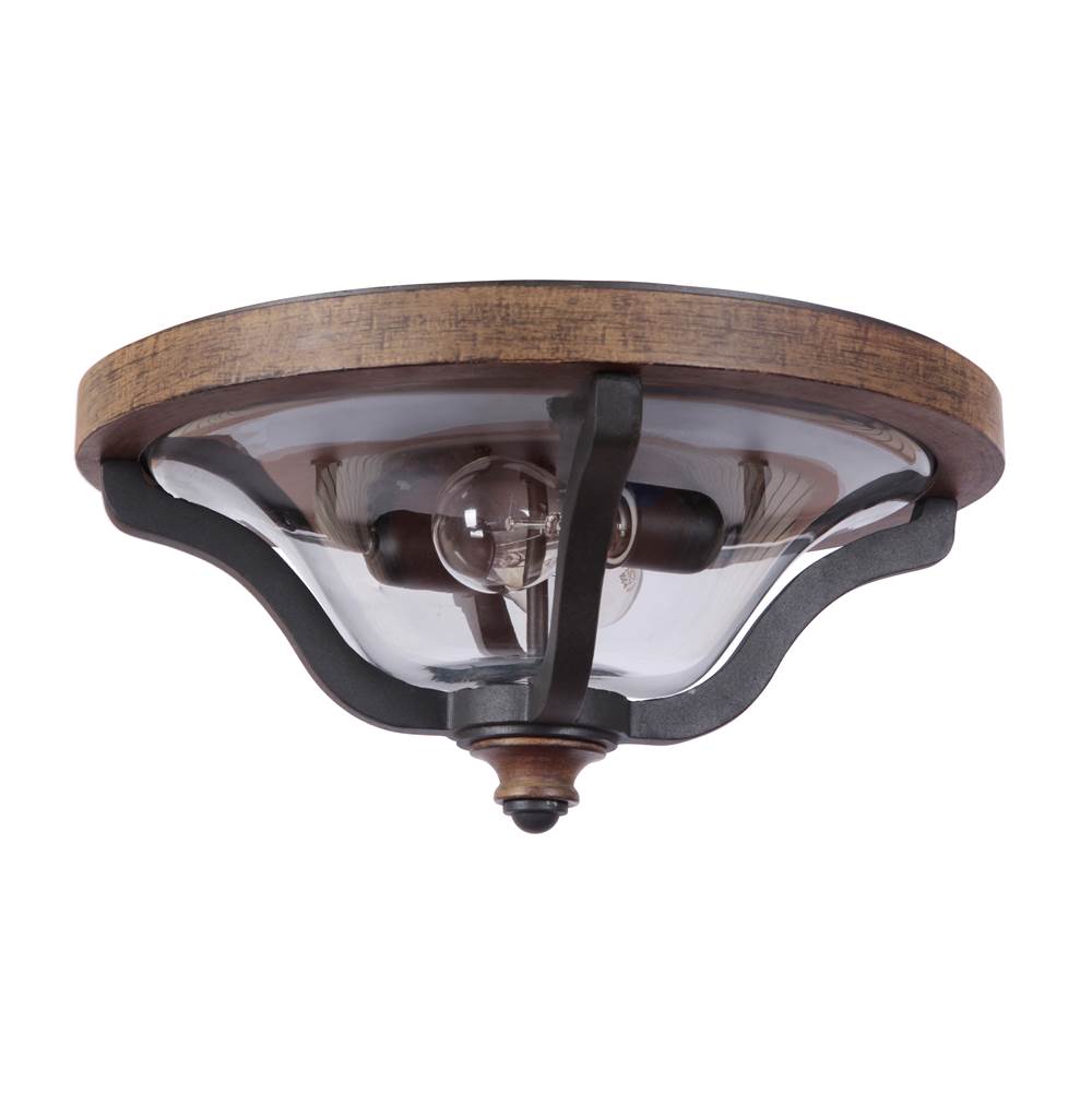 Craftmade Ashwood 16.1-in W Textured Black/Whiskey Barrel Outdoor Flush Mount Light Craftmade Ashwood 16.1-in W Textured Black/Whiskey Barrel Outdoor Flush Mount Light