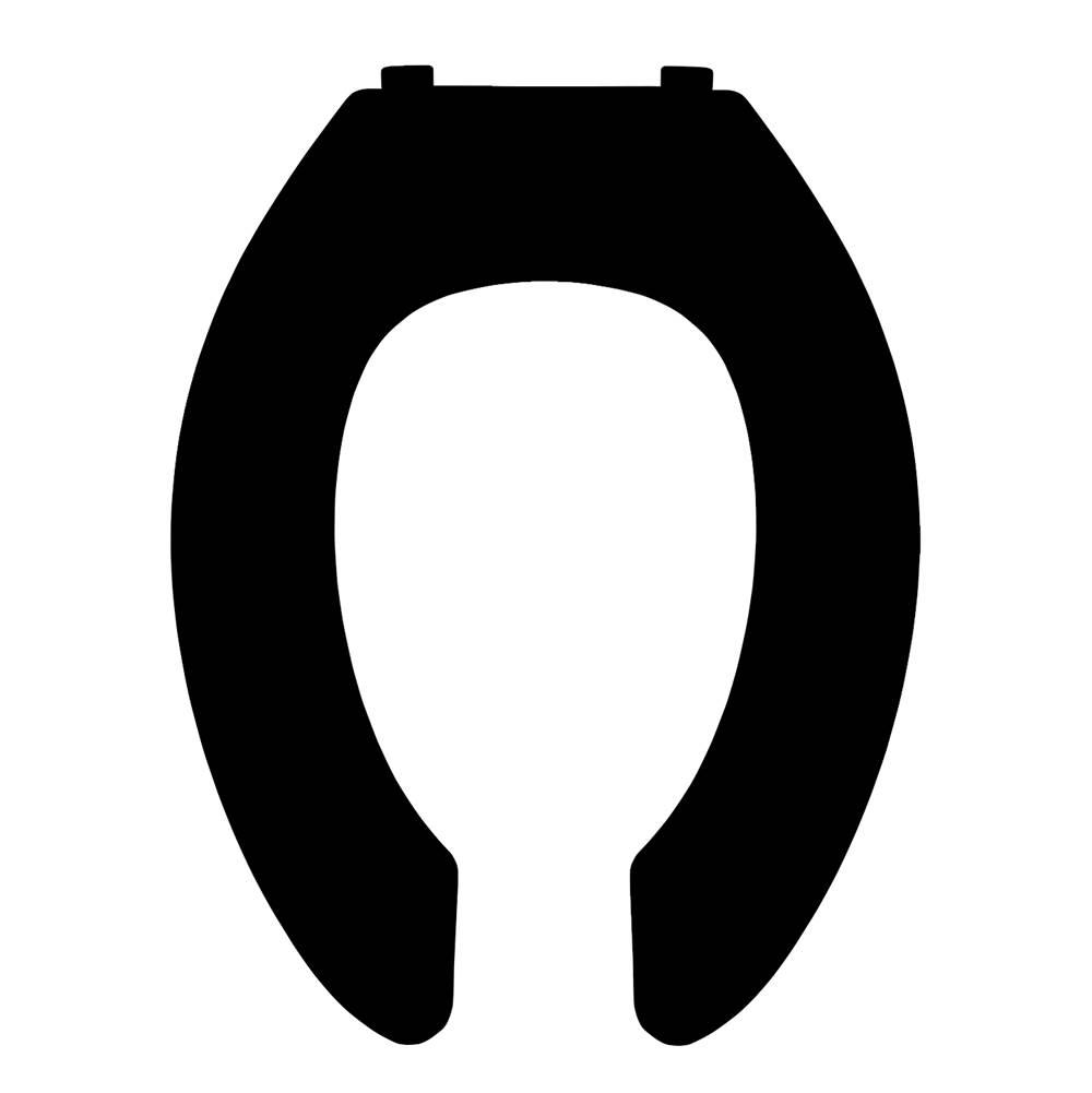 CENTOCO 500CCSS-407 Heavy-Duty Open Front Toilet Seat With Custom Gasket, Elongated, Polypropylene, Black, Commercial