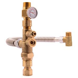 SharkBite™ 3/4 inch Brass Water Heater Tank Booster Pro with Braided Hose and Temperature Gauge