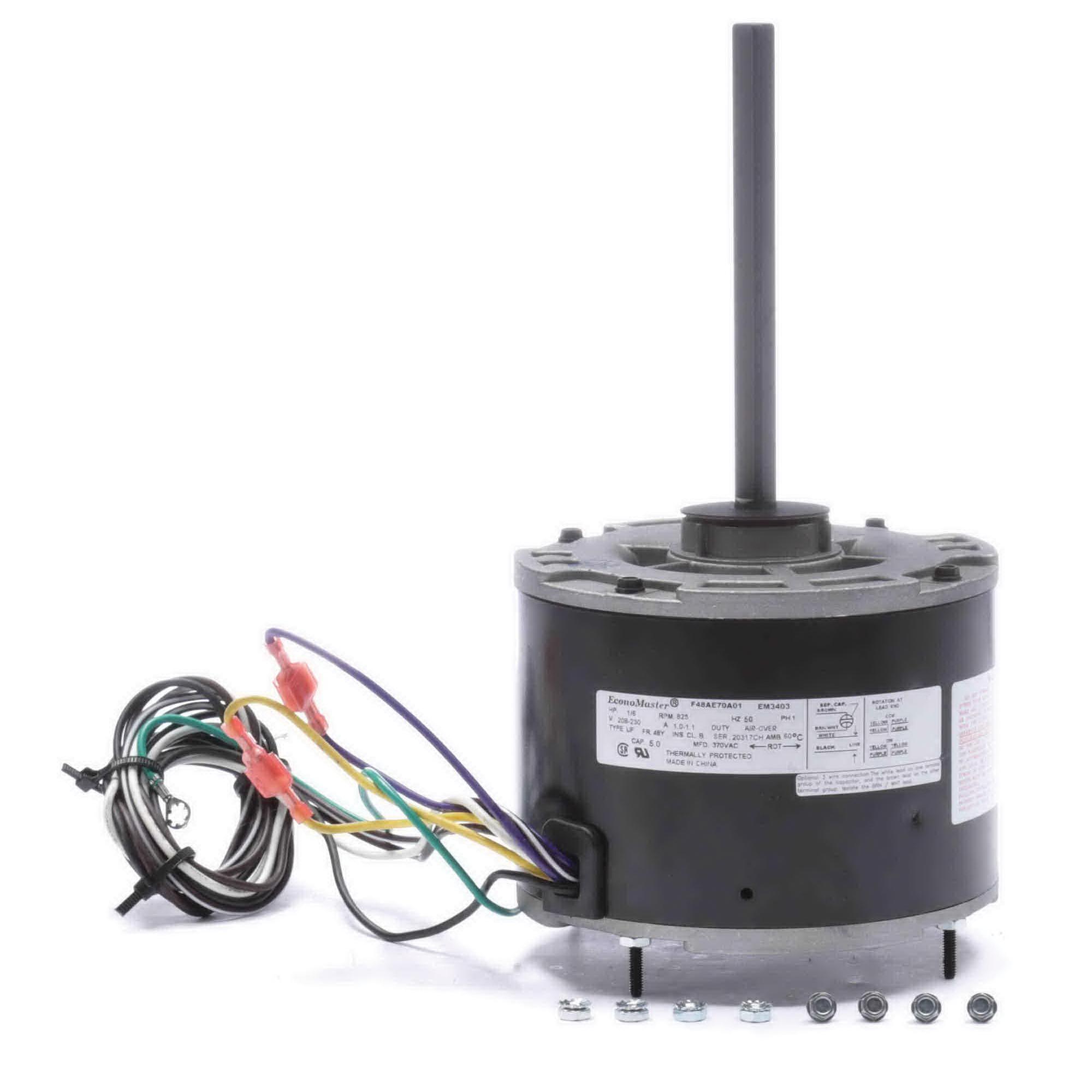 Century&reg; ECONOMASTER&reg; EM3403 PSC Condenser Fan Motor, 1/6 hp, 208 to 230 V, 60 Hz, 1 ph-Phase, 48Y Frame, 825 rpm Speed