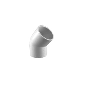 45 Deg SCH 40 PVC Elbow, 1/2 inch x 1/2 inch, Socket x Socket