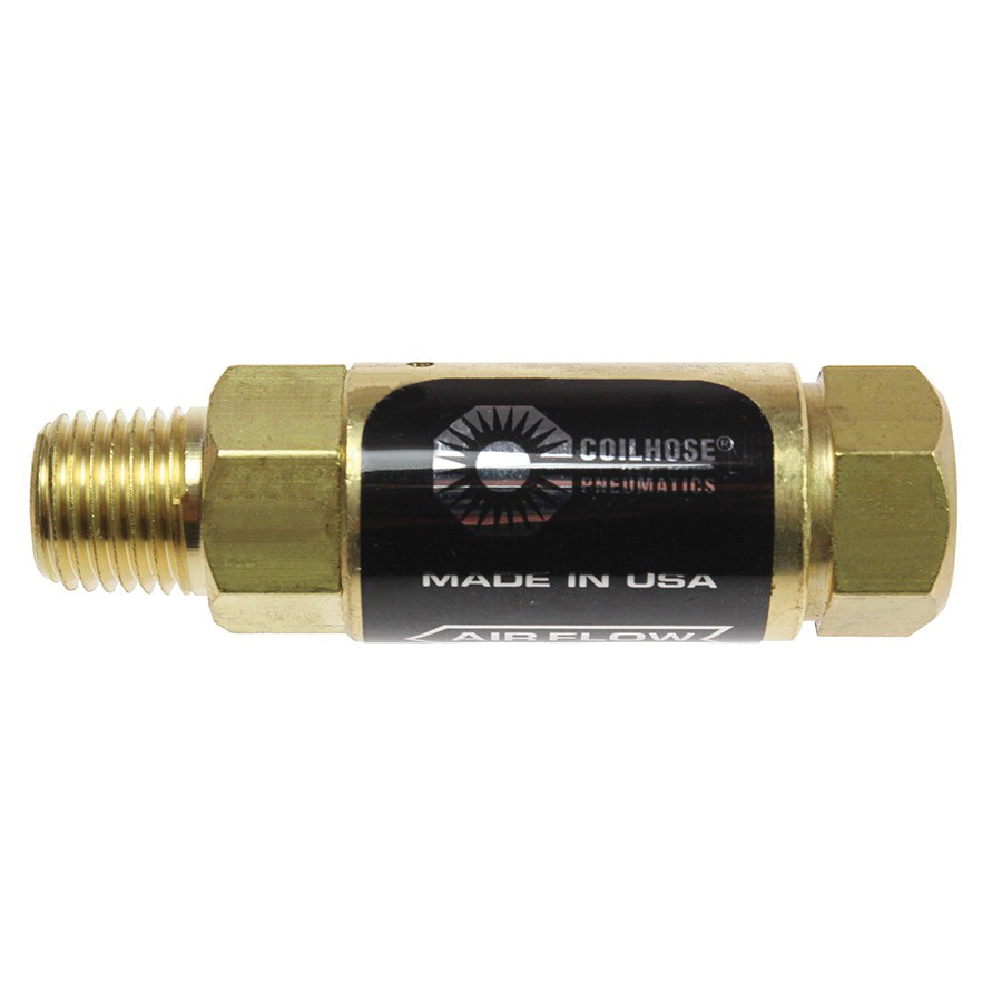Coilhose® 4214-100PS In-Line Pressure Regulator, 0.88 in Dia, 2.88 in L, 1/4 in Port, NPT Connection, 100 psi Operating