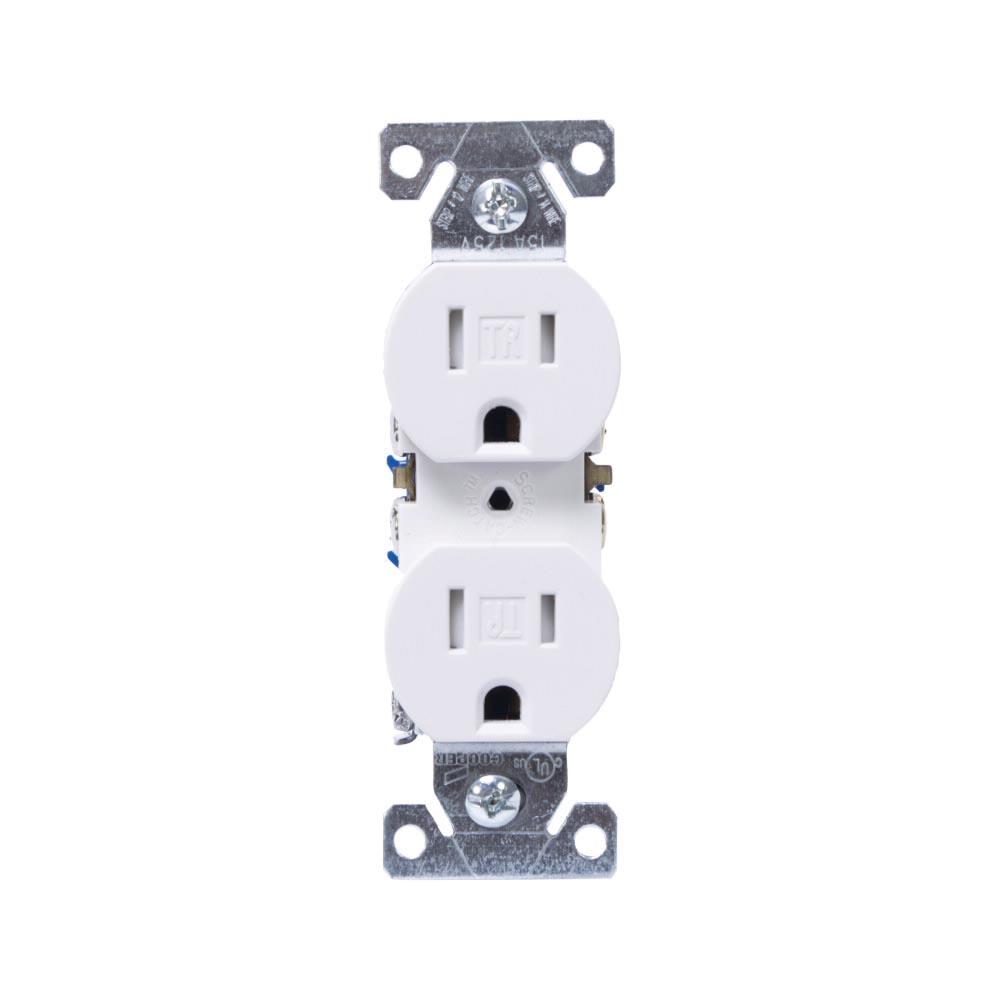 Cooper Wiring Devices TR270W Tamper-Resistant Duplex Receptacle, 125 V, 15 A, 2 -Pole, 3 -Wire, White, NEMA 5-15R thumbnail 2