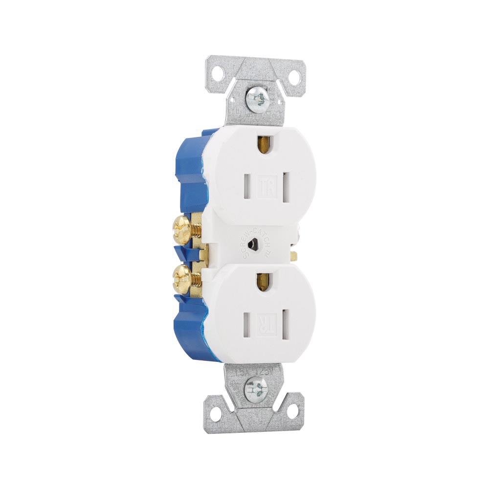 Cooper Wiring Devices TR270W Tamper-Resistant Duplex Receptacle, 125 V, 15 A, 2 -Pole, 3 -Wire, White, NEMA 5-15R thumbnail 3