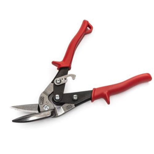 Crescent Wiss® MetalMaster® M6R Offset Aviation Snips, 9-1/4 in OAL, 1-1/4 in L Cut, Circle Left Cut, Red Handle