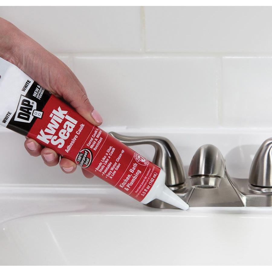 DAP® KWIK SEAL® 18001 Kitchen and Bath Adhesive Caulk, Paste, White, Very Mild, Acrylic Latex Copolymer Base, 5.5 fl-oz