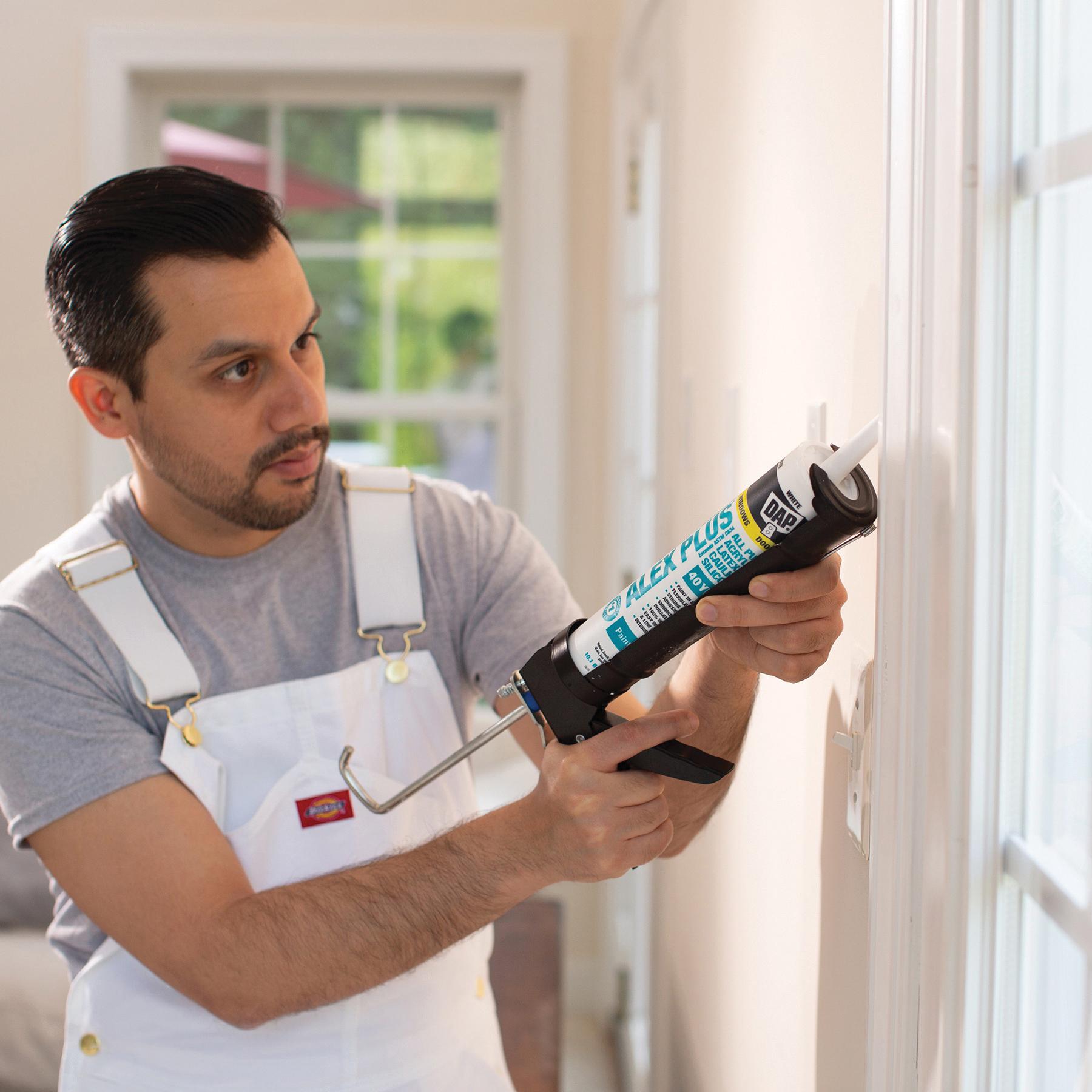 DAP® ALEX PLUS® 18152 Caulk Plus Silicone, Paste, White, Very Mild, Acrylic Polymer Base, 24 hr Curing, 10.1 fl-oz thumbnail 3