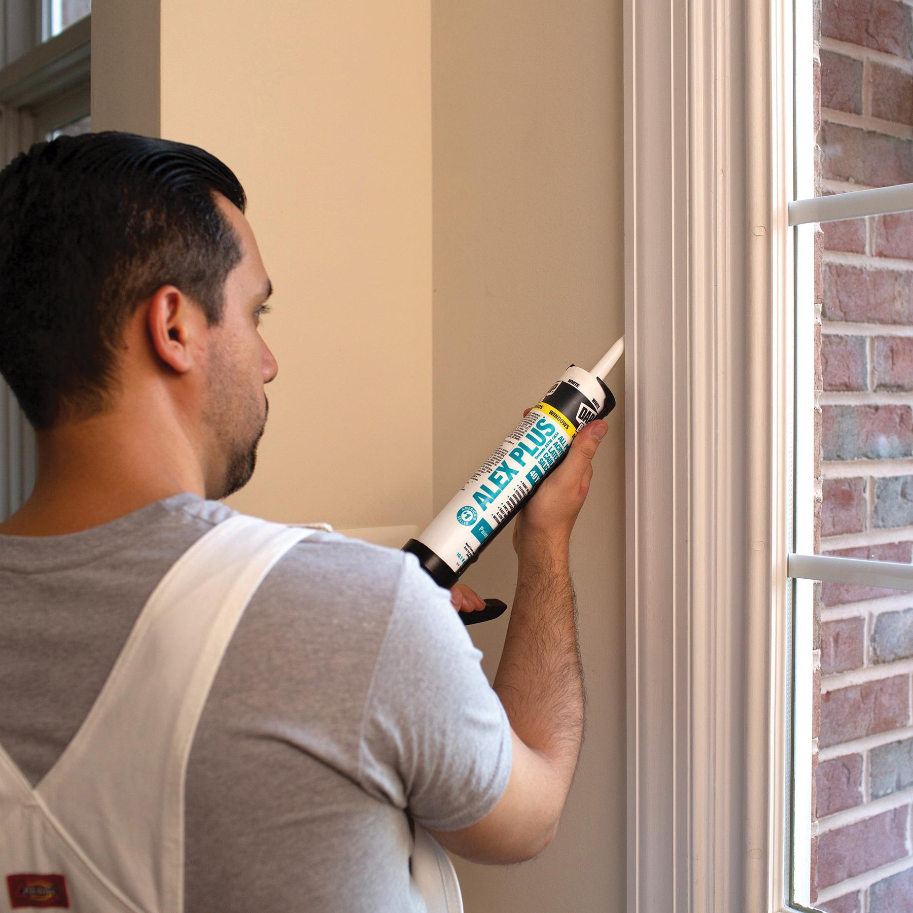 DAP® ALEX PLUS® 18152 Caulk Plus Silicone, Paste, White, Very Mild, Acrylic Polymer Base, 24 hr Curing, 10.1 fl-oz thumbnail 2