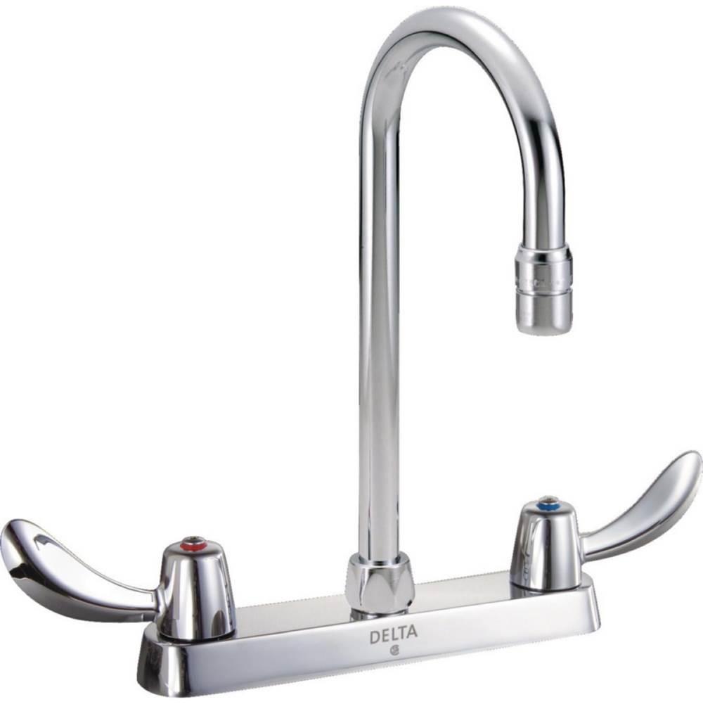 DELTA&reg; 26C3942 Sink Faucet, 1.5 gpm, 8 in Center, Chrome Plated, 2 Handles, Import, Commercial