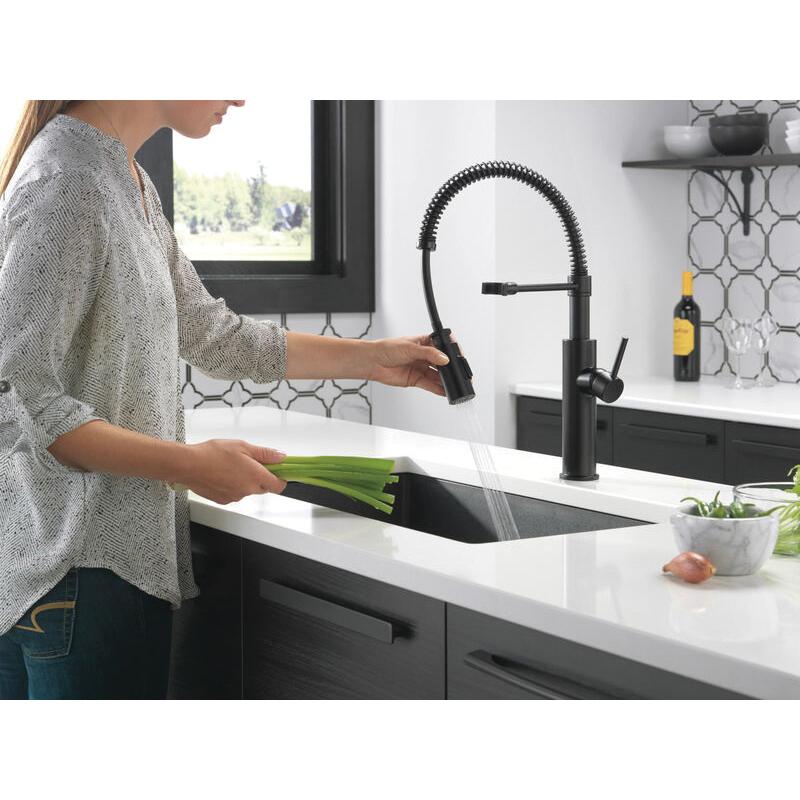 DELTA® Antoni® 18803-BL-DST Kitchen Faucet, Pull-Down, Matte Black thumbnail 2