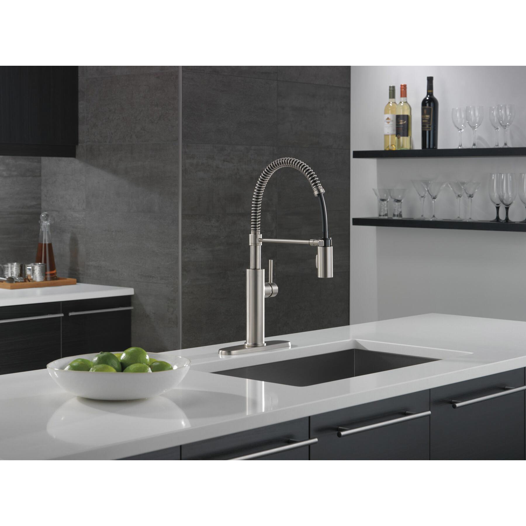 DELTA® Antoni® 18803-SP-DST Spring Kitchen Faucet, Deck, Spotshield Stainless thumbnail 3