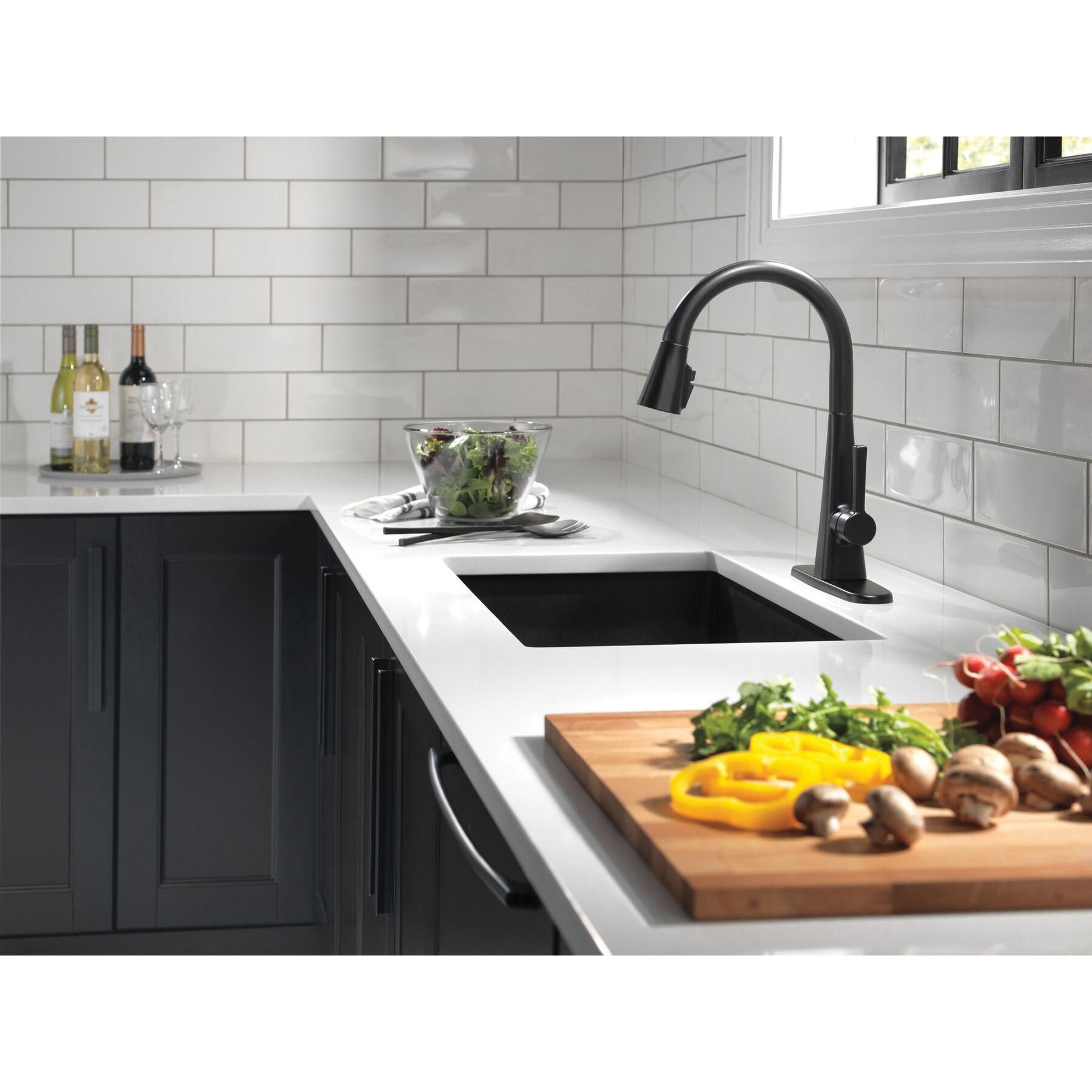 DELTA® Lenta® 19802Z-BL-DST Kitchen Faucet, Deck, Pull-Down, Matte Black thumbnail 4