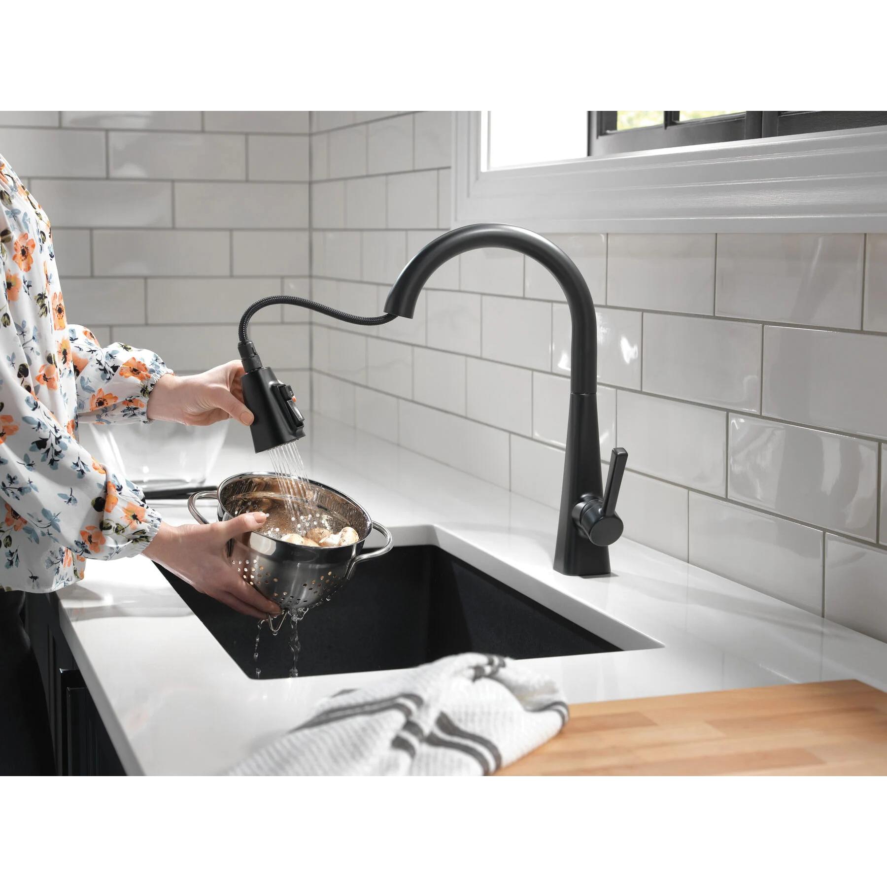 DELTA® Lenta® 19802Z-BL-DST Kitchen Faucet, Deck, Pull-Down, Matte Black thumbnail 2