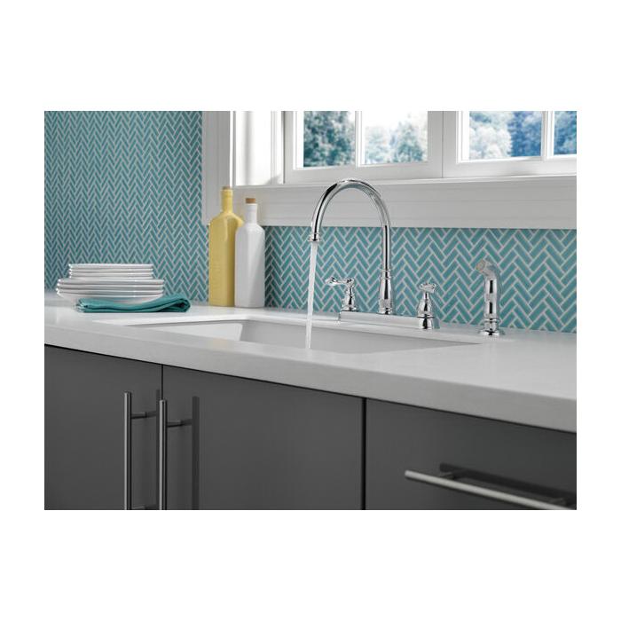 DELTA® Windemere® 21996LF Kitchen Faucet, Deck, Dual-Handle, Chrome thumbnail 3