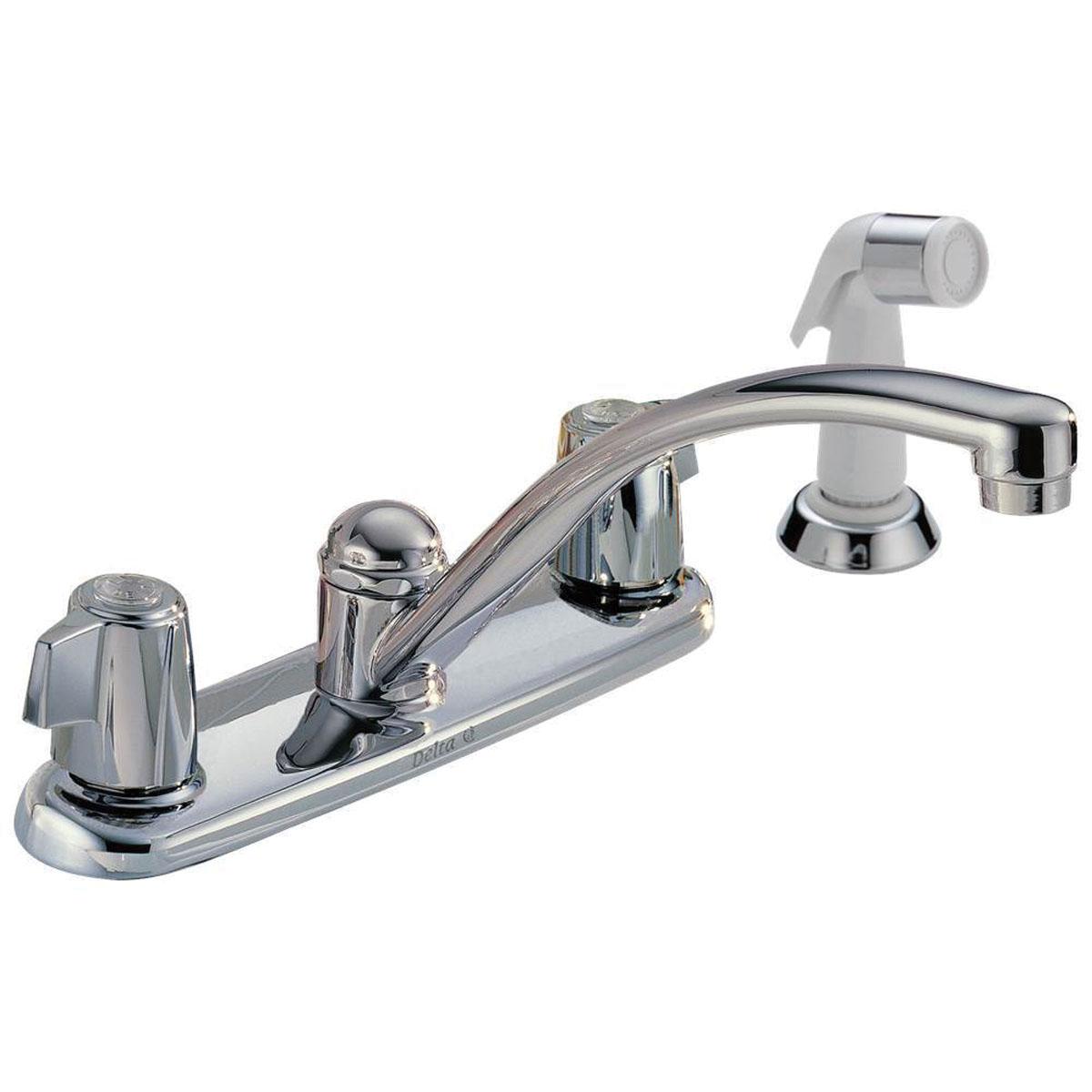 DELTA® Classic® 2400LF Kitchen Faucet, Deck, Dual-Handle, With Side Spray, Chrome thumbnail 2