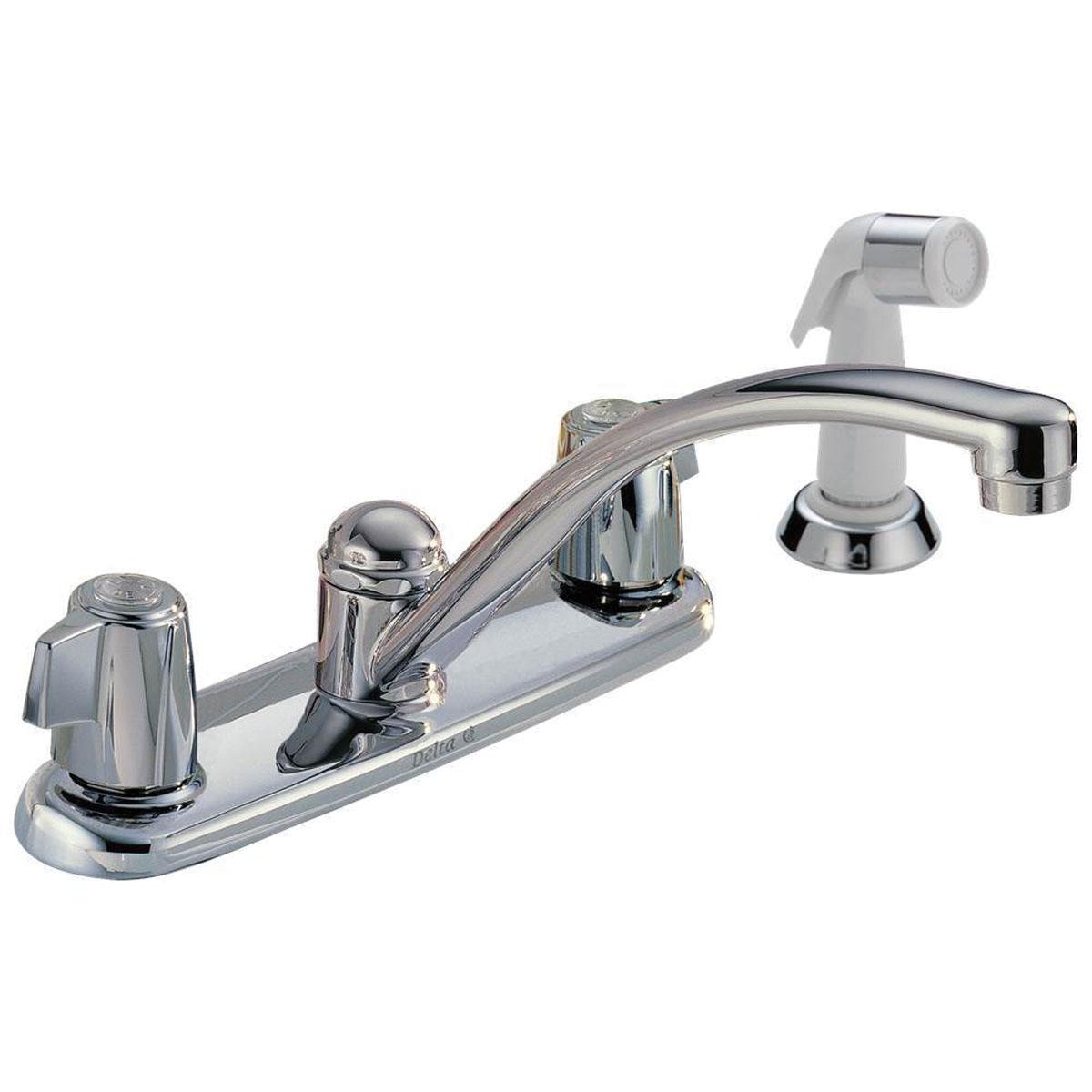 DELTA® Classic® 2400LF Kitchen Faucet, Deck, Dual-Handle, With Side Spray, Chrome