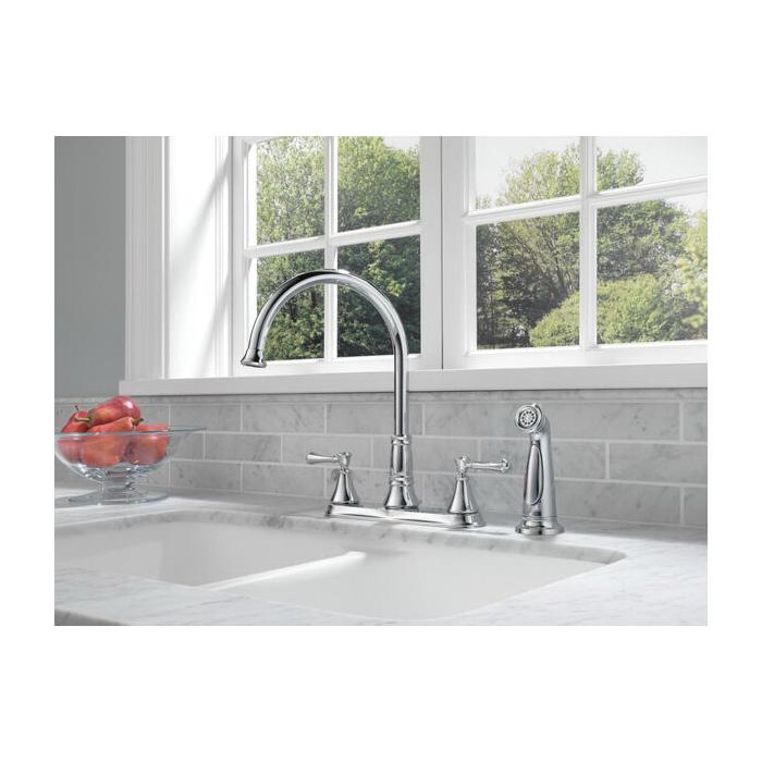 DELTA® Cassidy® 2497LF Kitchen Faucet, Deck, Dual-Handle, Chrome thumbnail 2