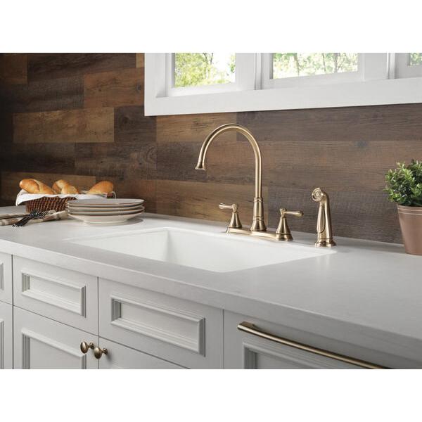 DELTA® 2497LF-CZ Kitchen Faucet, Deck, Dual-Handle, With Side Spray, Champagne Bronze thumbnail 2