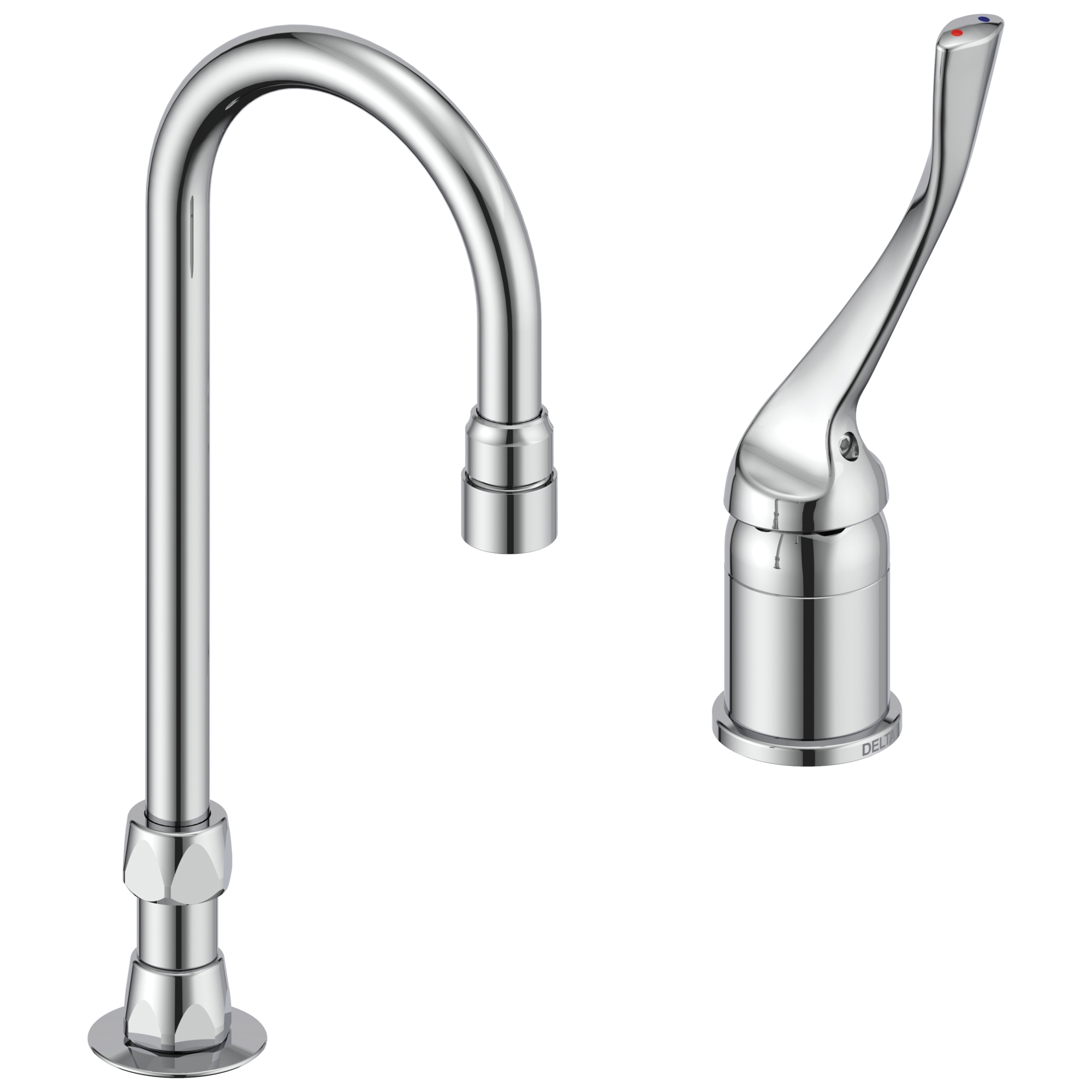 DELTA&reg; 24T2643 TECK&reg; Single Control Widespread Lavatory Faucet, 1.5 gpm, 6.7 in H Spout, 4 to 16 in Center, Chrome Plated, 1 Handles, Import, Commercial