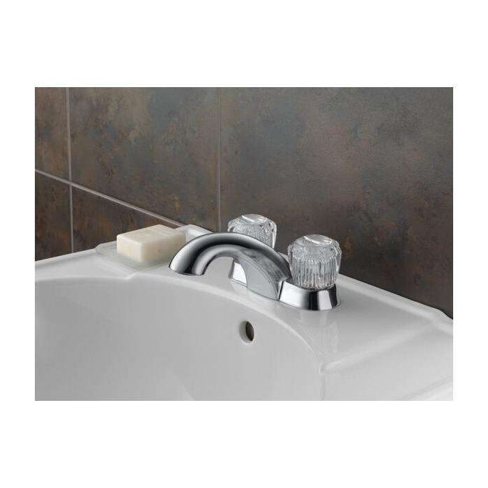 DELTA® Classic™ 2502LF Bathroom Faucet, 2-Handle, Deck, Centerset, Pop-Up, Chrome