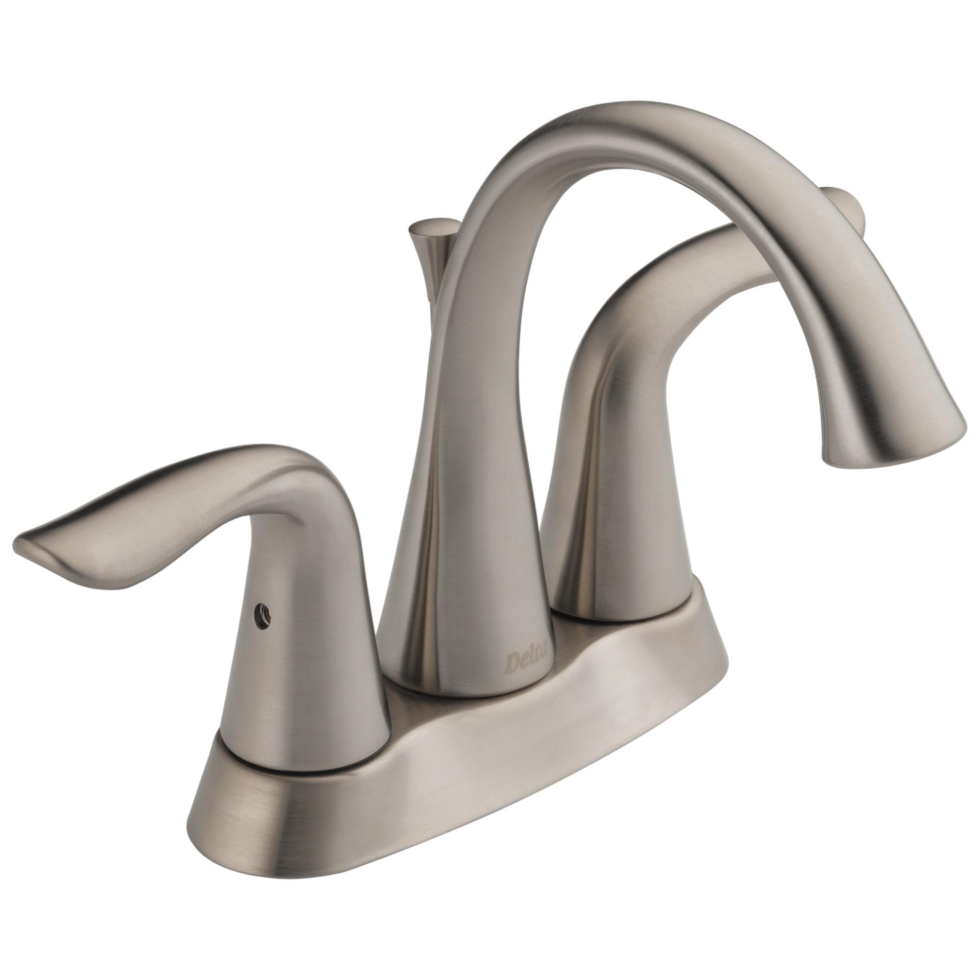 delta® 2538-SSMPU-DST Bathroom Faucet, 2-Handle, Deck, Centerset, Pop-Up, Stainless Steel