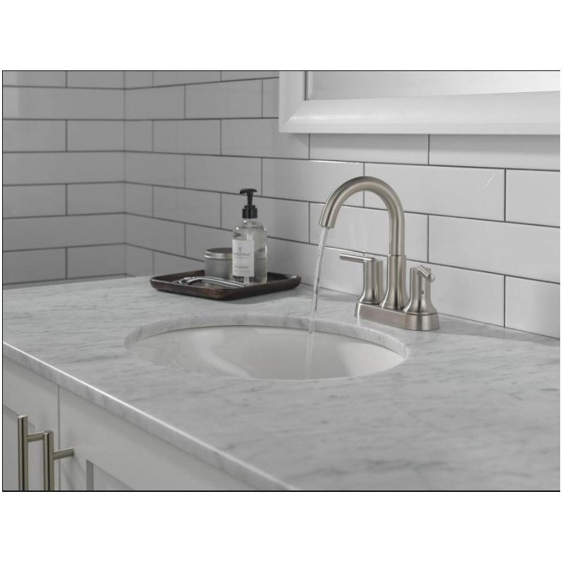 DELTA® Trinsic® 2559-SSMPU-DST Bathroom Sink Faucet, 2-Handle, Deck, Centerset, Push, Stainless Steel thumbnail 2