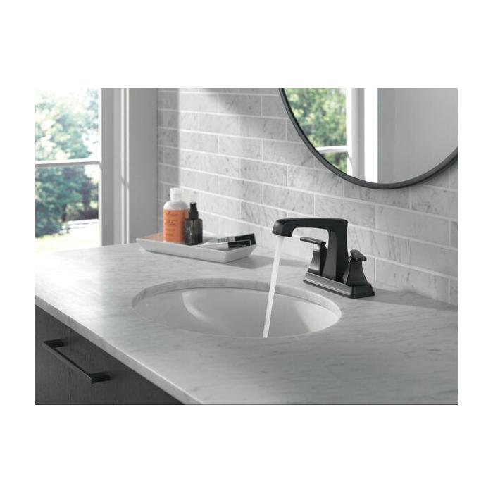 DELTA® Ashlyn® 2564-BLMPU-DST Bathroom Faucet, 2-Handle, Deck, Centerset, Pop-Up, Matte Black