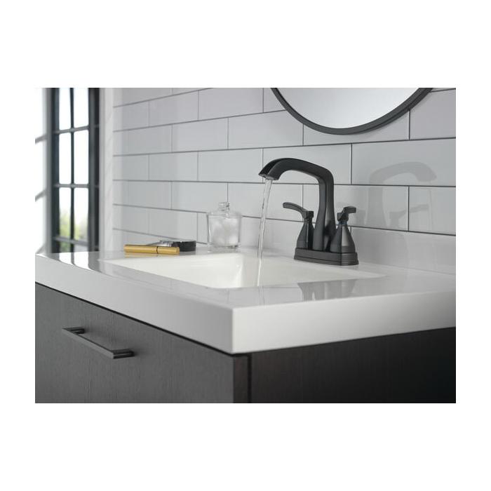 DELTA® Stryke® 25776-BLMPU-DST Bathroom Faucet, 2-Handle, Deck, Centerset, Pop-Up, Matte Black